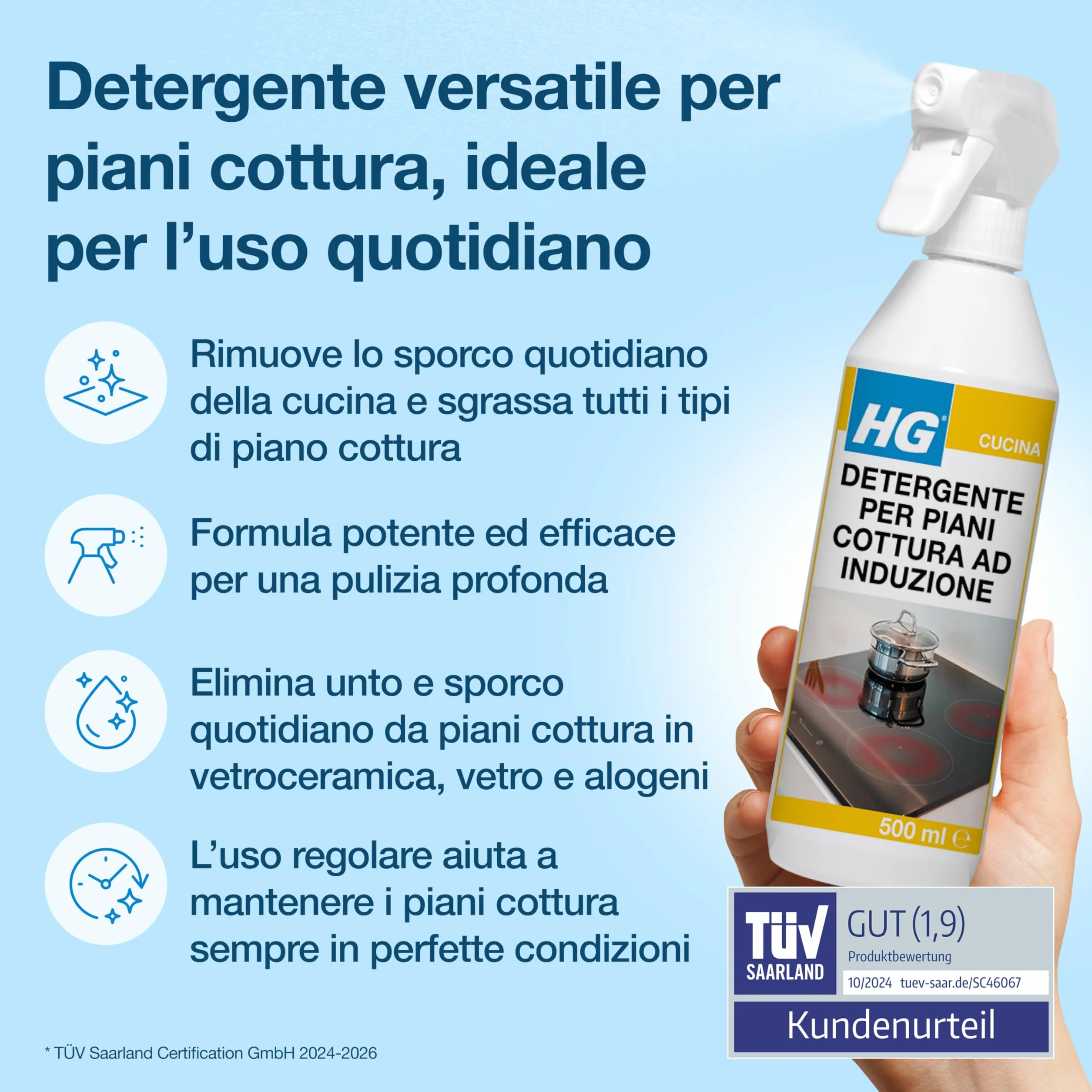 HG Detergente Piani Cottura Vetroceramica Gas 500 ml