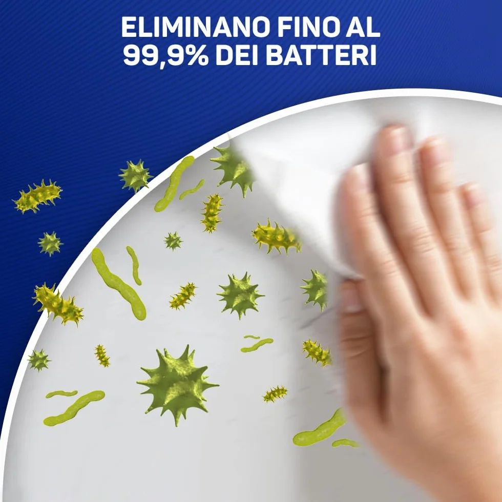 Napisan Salviette Disinfettanti al Limone Confezione 8 Pacchi x 40 Salviette Multisuperfici Biodegradabili