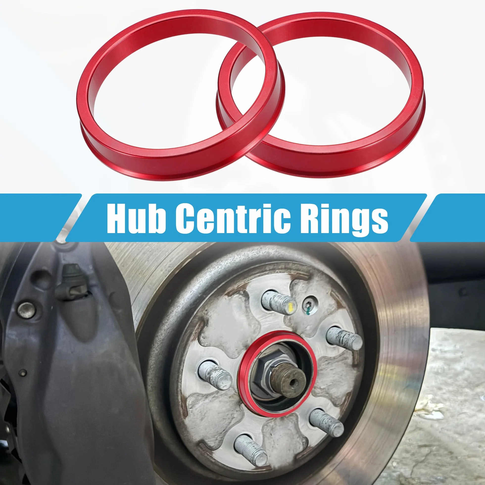 ABSOPRO Anelli Centrici per Mozzo Auto OD 66,6 mm ID 57,1 mm Set di 4 Alluminio Rosso