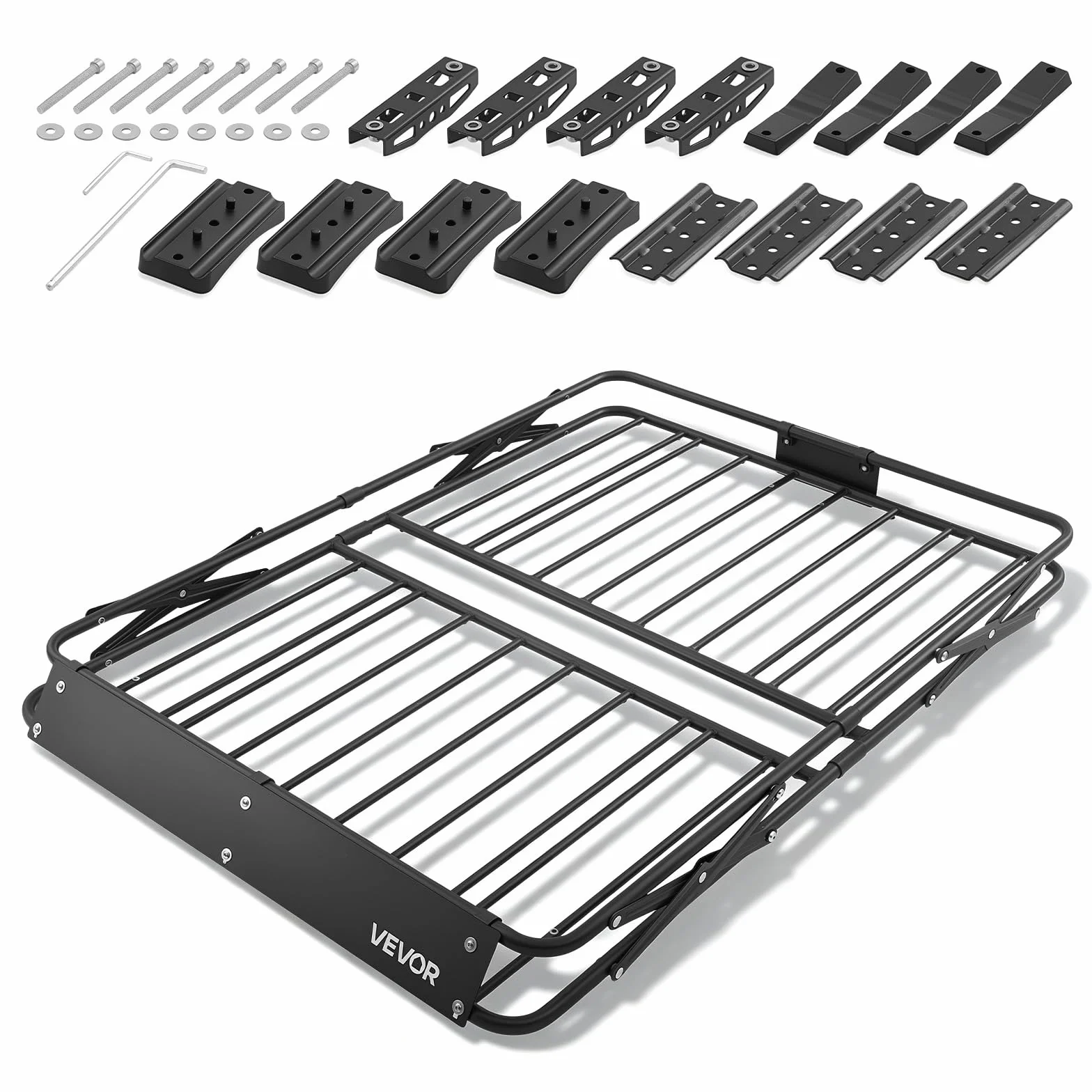 VEVOR Barra Portapacchi da Tetto per Auto, Portabagagli per Auto Telaio Pieghevole a Forma di X 1168 x 914 x 102 mm Carico 90,72 kg, Portapacchi Universale in Acciaio Legato per SUV Furgoni, Campeggio