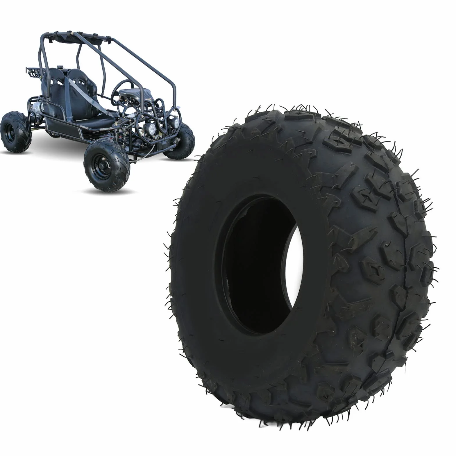 Pneumatico senza camera d'aria 145/70 6, battistrada in gomma tassellato a grande attrito Pneumatico senza camera d'aria ATV 24PSI anteriore posteriore per quad go kart