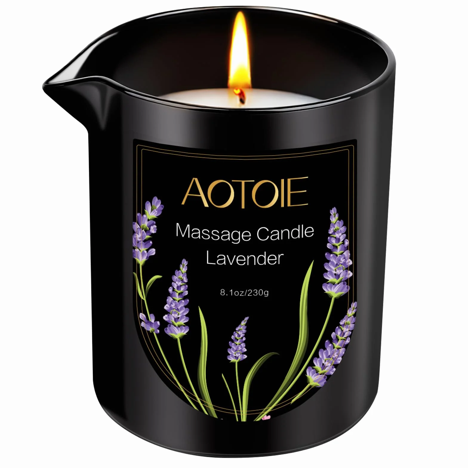 Candela Massaggio 240ml Olio di Lavanda, Candela Profumata Bassa Temperatura, Olio Massaggio Naturale per Relax SPA