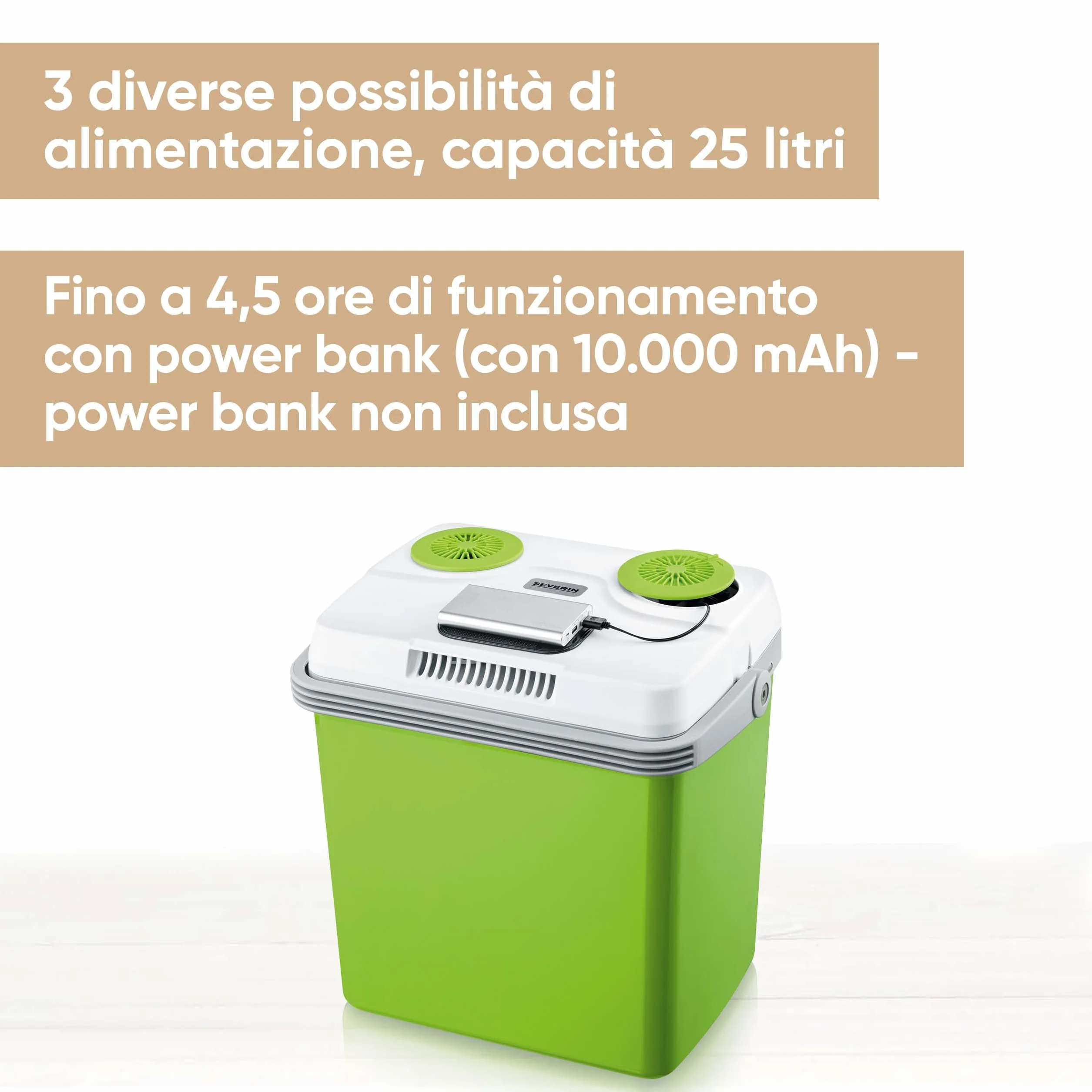 SEVERIN Frigo Portatile, Capacità 25 Litri, Raffredda E Riscalda, Anche Per Auto, Con 3 Connessioni (USB, Spina Domestica E Spina Accendisigari), KB 2923