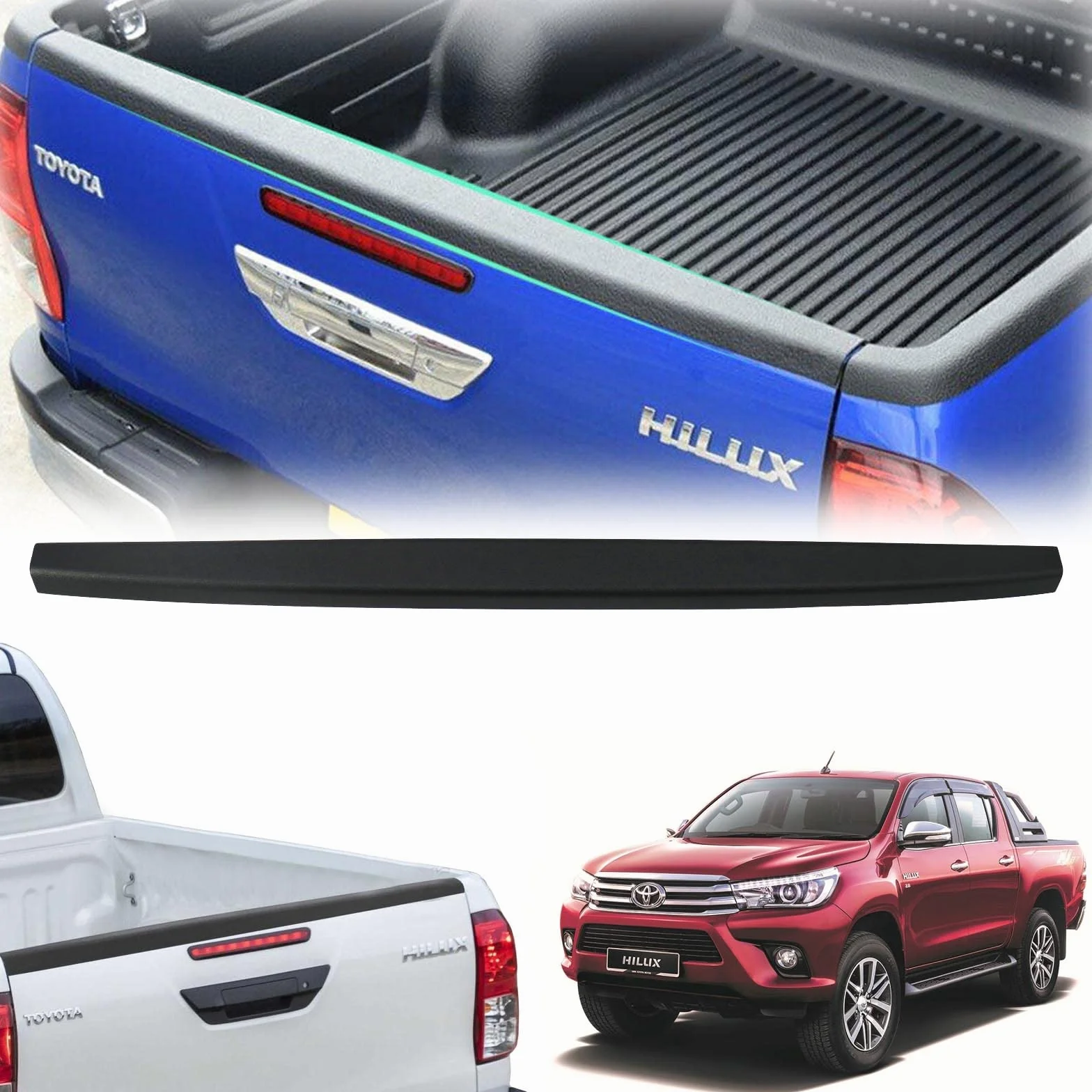 Protezione Bordo Portellone Toyota Hilux 2016-2020 2021-2026 Copertura Cassone LLDPE 3.5mm Anti-Urto Nero Opaco