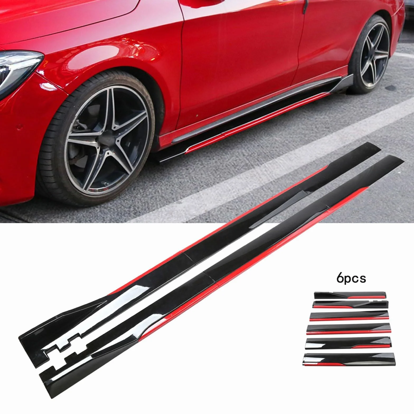 Auto Minigonne Laterali per Alfa Romeo Giulietta,Auto AntiGraffio Anti Collisione Pedane Laterali Estensioni Protezione Accessori,B-Carbon Look-Yellow