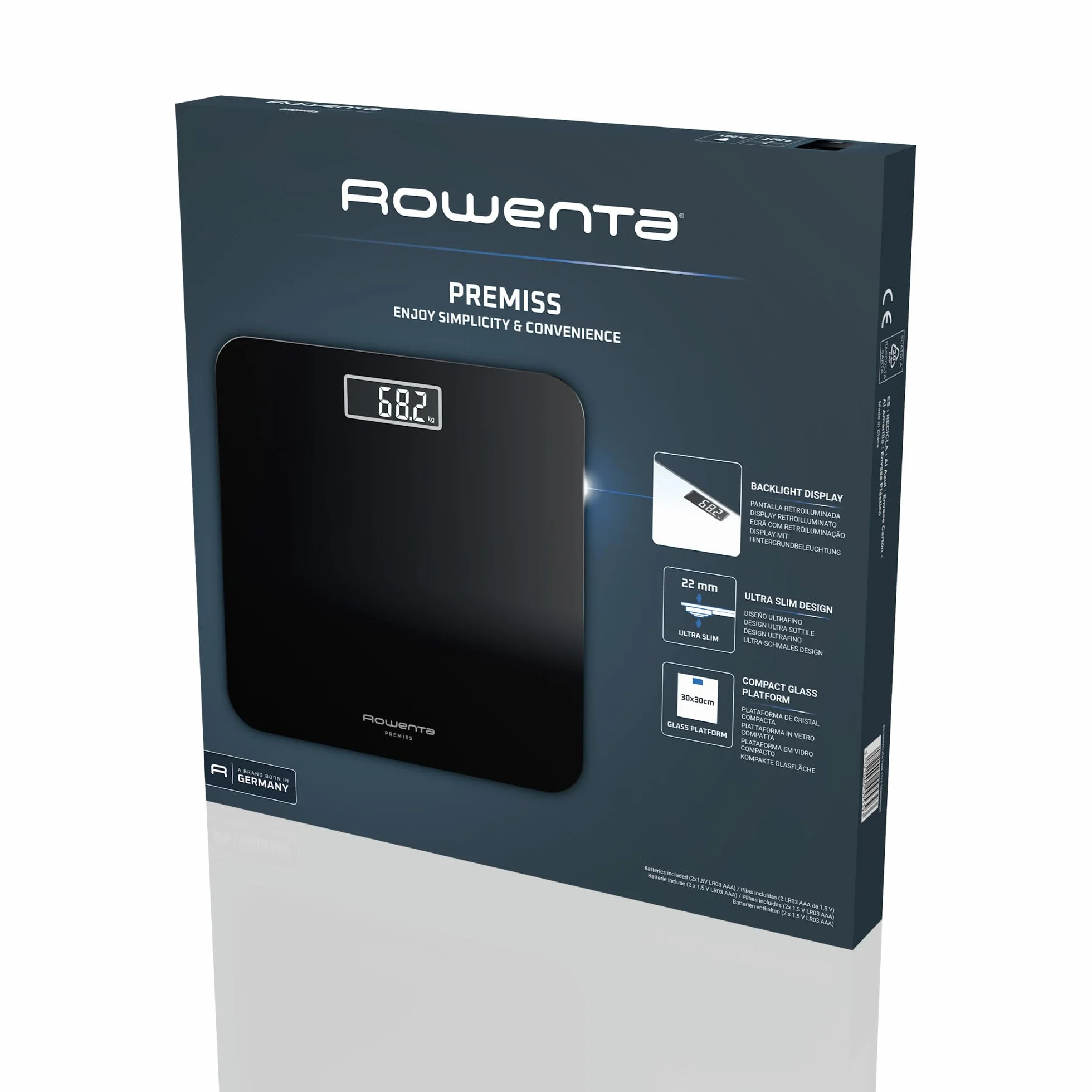 Rowenta Premiss 2.0 Bilancia da Bagno 160kg Display LCD Nero BS1800V0