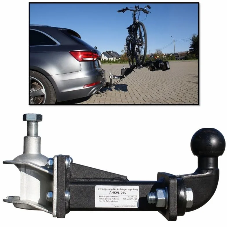 Universale prolunga Gancio di Traino per portabici per Ogni Tipo di Gancio di Traino - Fisso e Estraibile (250 mm, Standard)
