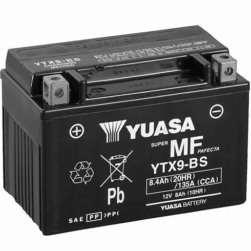 Yuasa YTX9-BS Batteria moto 12V 8Ah 150x87x105mm Senza manutenzione