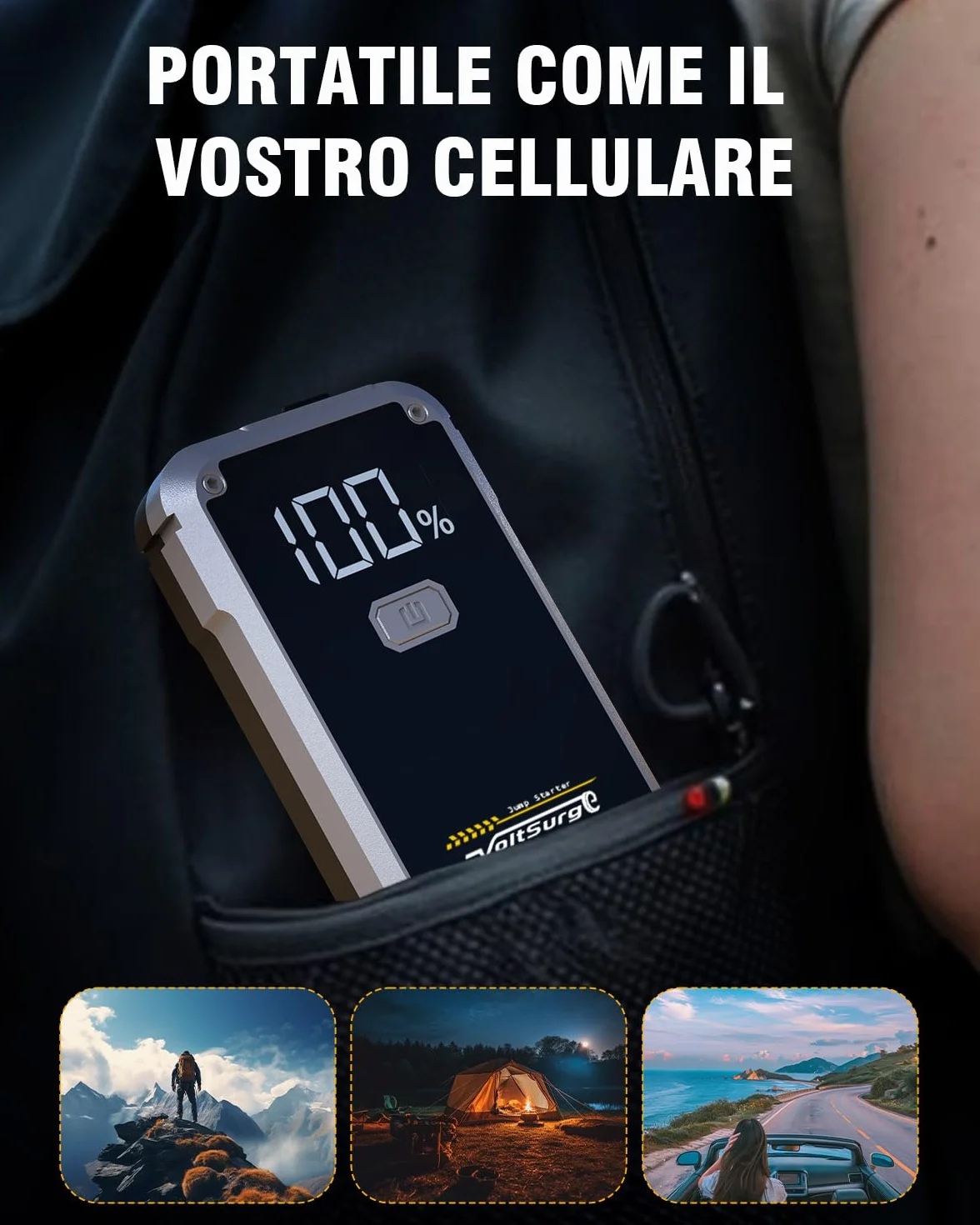 5000A 12V Jump Starter Avviatore Emergenza Auto per Fino 7.0L Benzina 5.5L Diesel