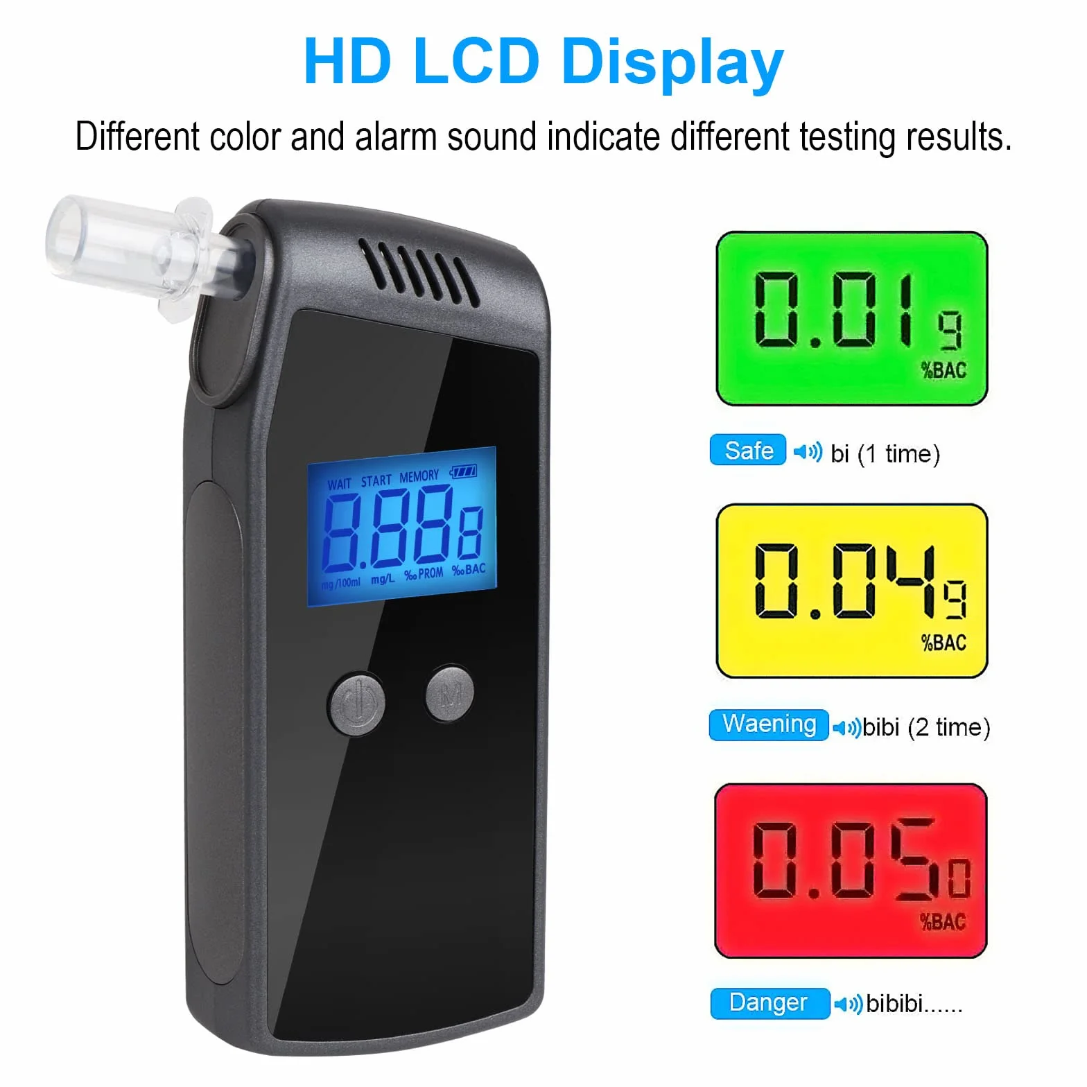 Etilometro, Portatile Alcool Test, Professionale Digitale Alcool Analizzatore con Schermo LCD Display e Sensore Semiconduttore, 20 Boccagli