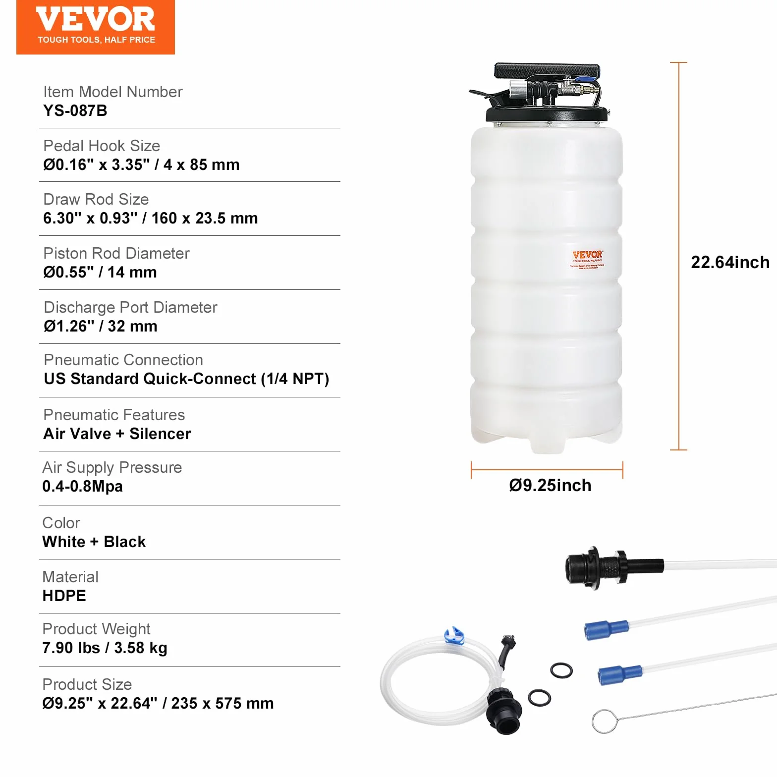 VEVOR Estrattore di Fluidi Pompa a Vuoto per Cambio Olio 15L