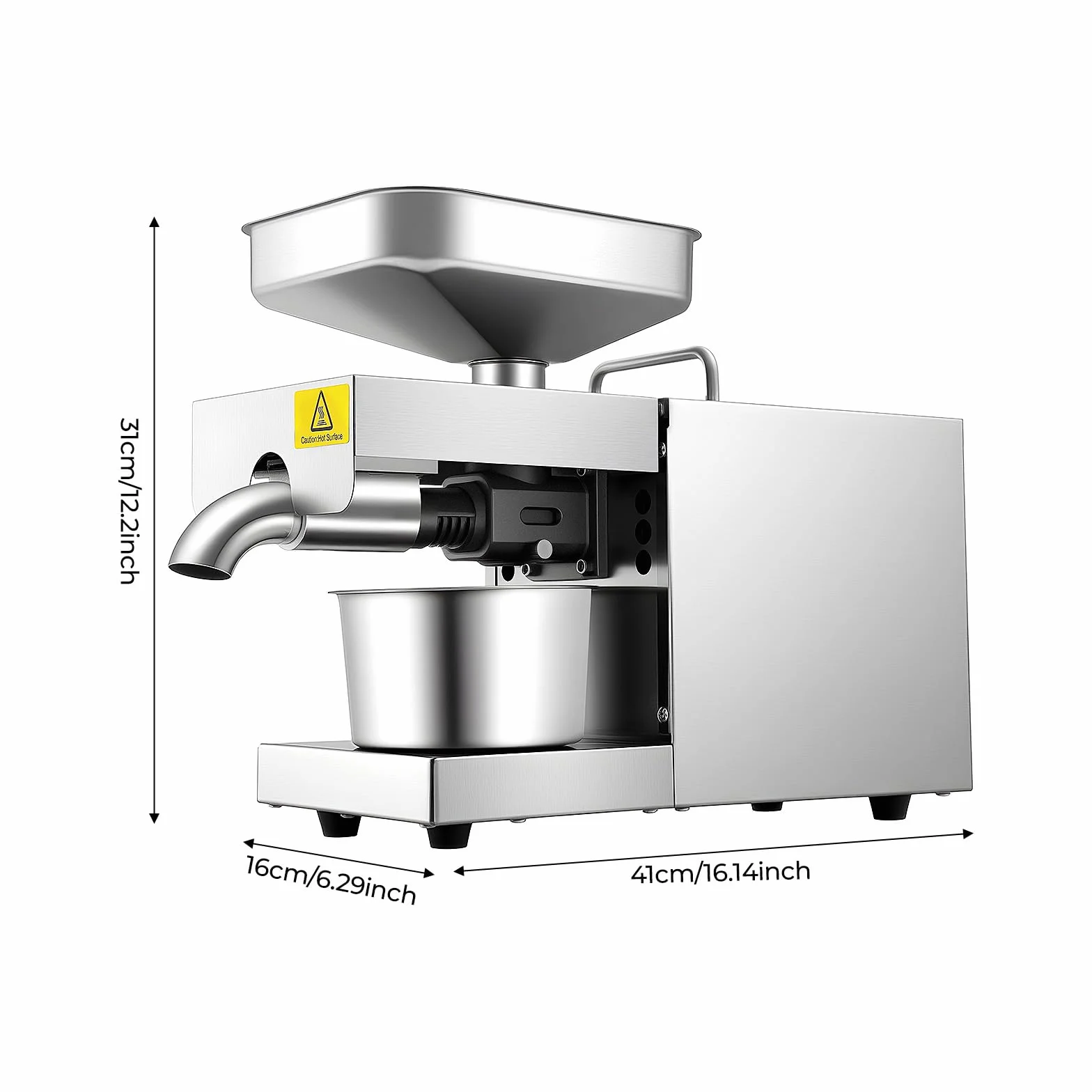 600W Pressa Elettrica, Noci Arachidi Frantoio a Freddo & Caldo, Estrattore di Olio Automatico in Acciaio Inox per Commerciale e Domestico, Macchina di Estrazione