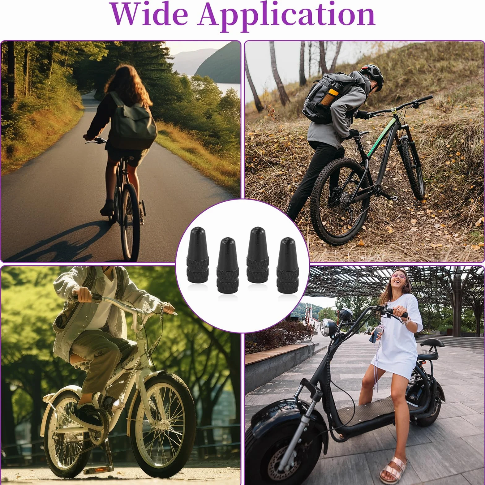 Cappucci per valvole in alluminio, 5 x cappucci neri compatibili con Presta e valvola francese, tappi per valvole di pneumatici per biciclette, cappucci per valvole di pneumatici per biciclette, 5