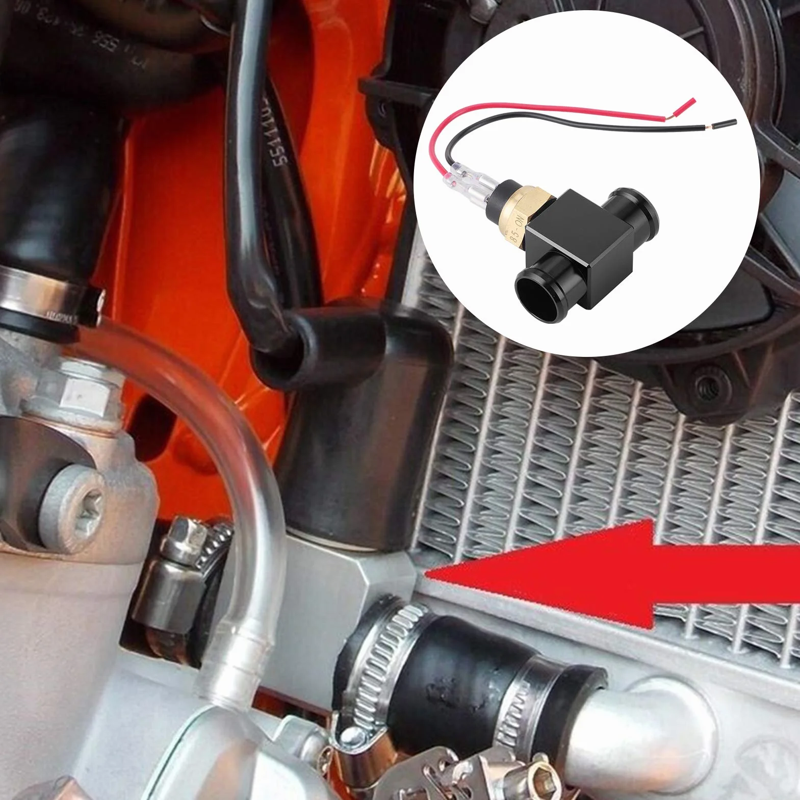 Sensore Temperatura Acqua 1/8 - Interruttore Temperatura Acqua Termostato Moto Interruttore Temperatura Acqua Radiatore Sensore Temperatura Ventola Refrigerante per Moto ATV Fuoristrada(Nero)