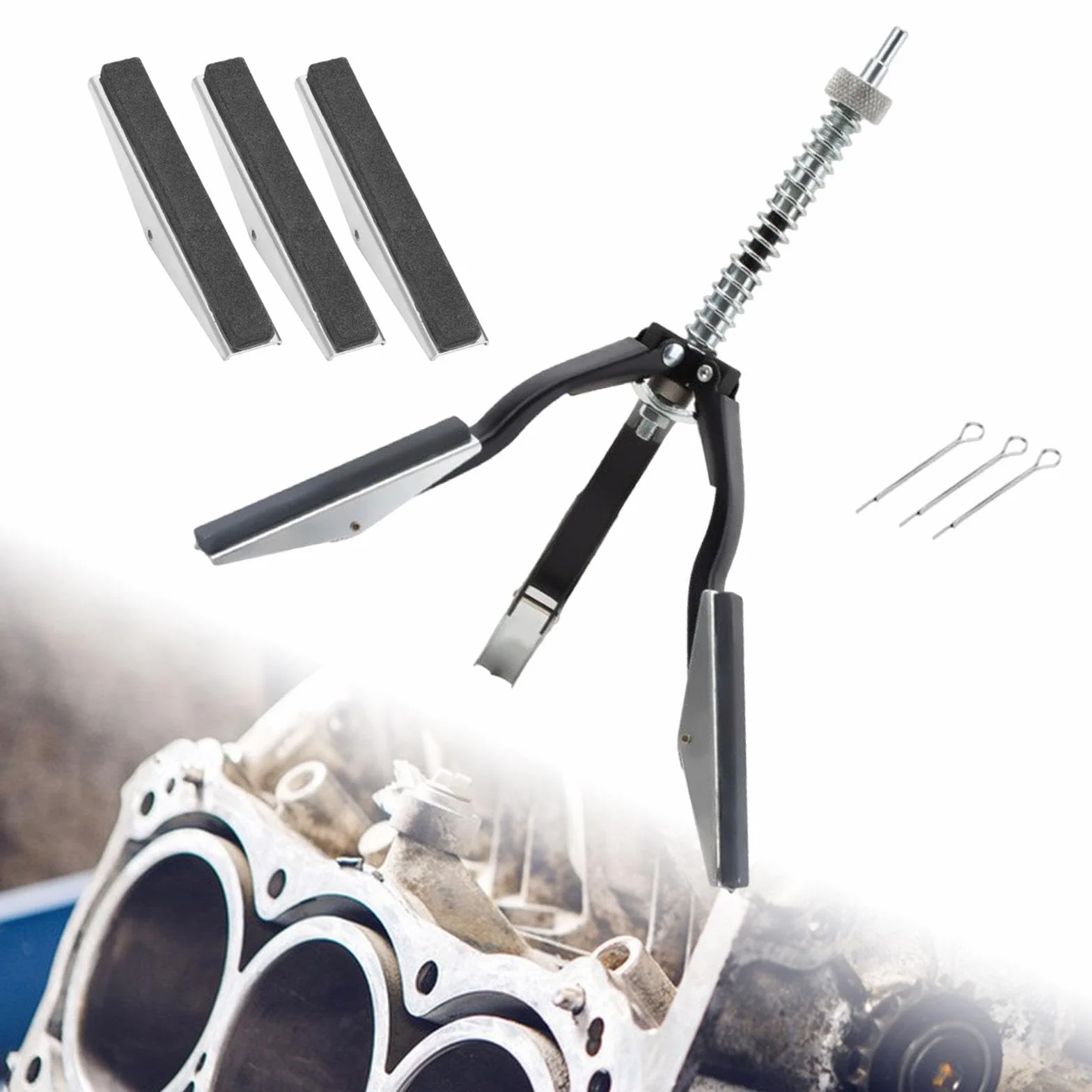 Amagogo Set di utensili per levigatura cilindri motore, utensili per rettifica e lucidatura, 3 ganasce, versatili, facili da installare, sgrassatore, 4inch