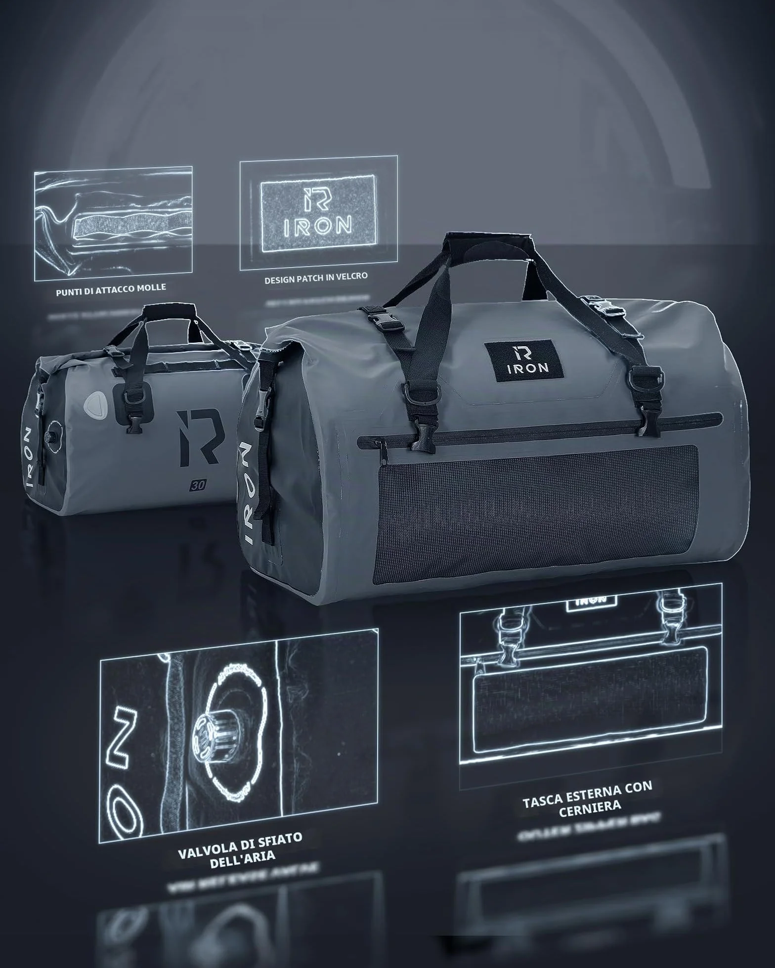 BORLENI Borsa da Moto Impermeabile 30L – Borsa Sella Moto Posteriore con Chiusura Rolltop, Cinghie Rapide & Sistema MOLLE