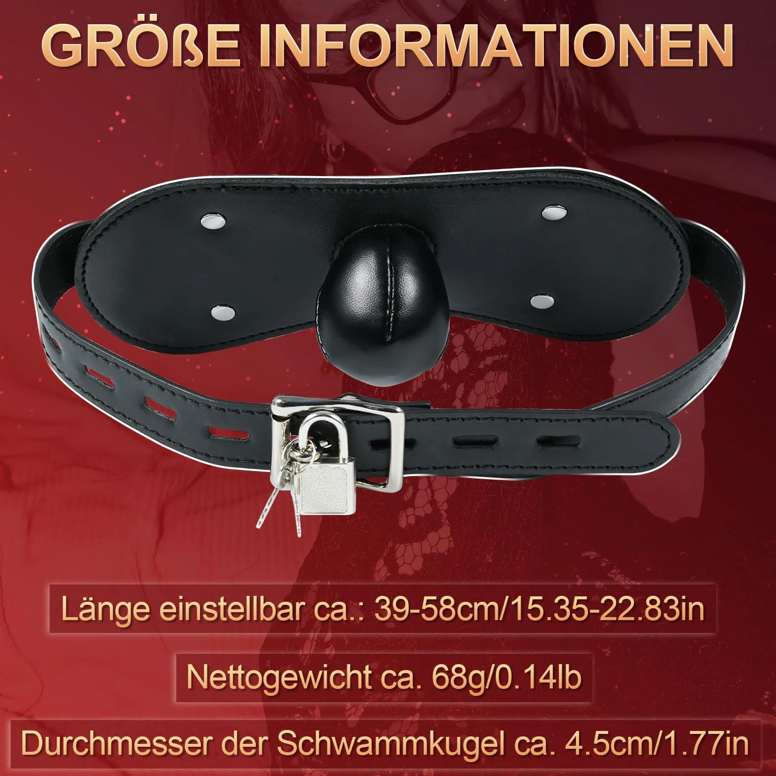 Gag Ball a Bocca in Pelle Regolabile Nero Morbido BDSM Bondage Erotico Giocattoli Sessuali per Coppie