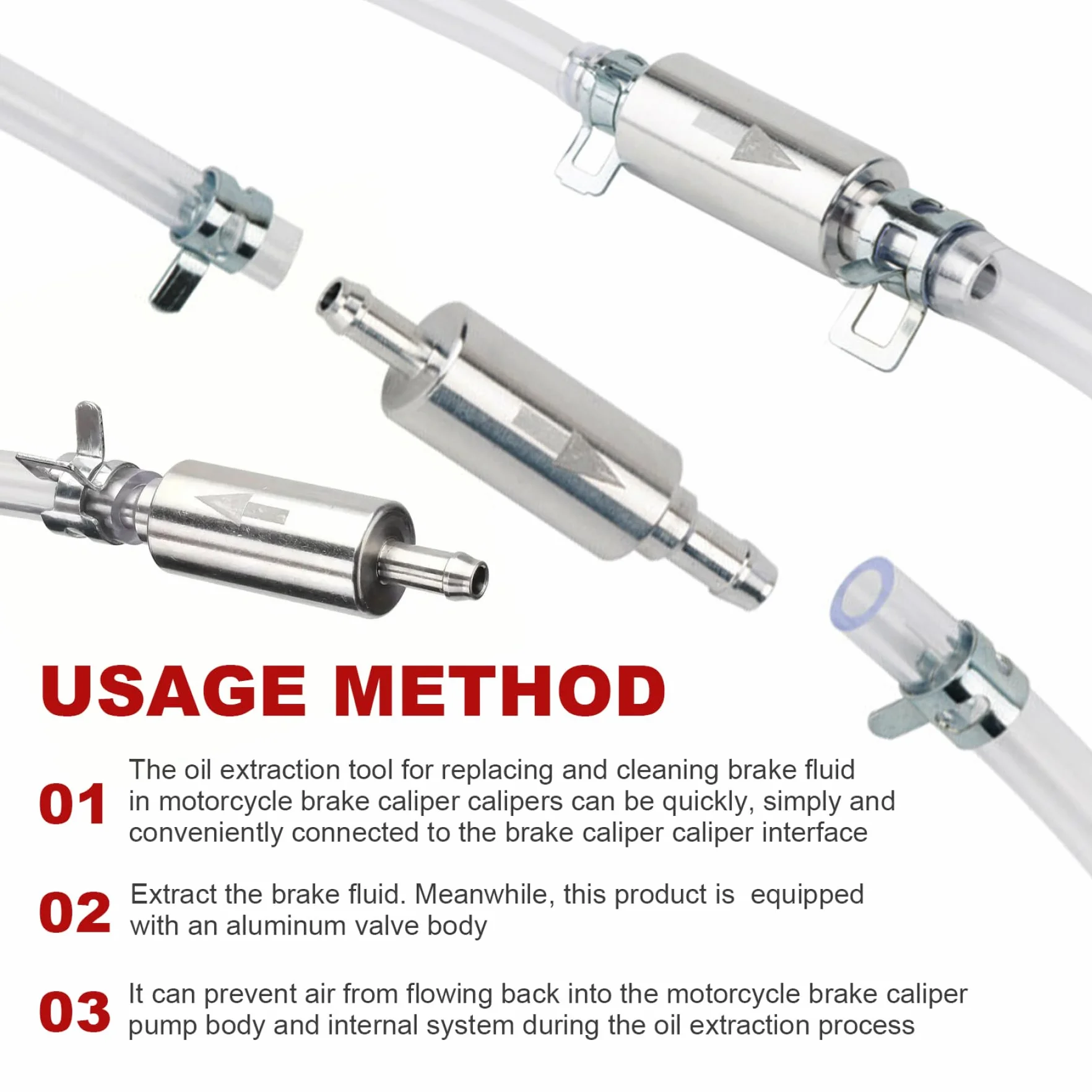 Tubo Spurgo Freni, Estrattore Fluido Olio Strumento Spurgo Inversione Universali per Scooter Quad Sistema Frenante Riparazione Manutenzione