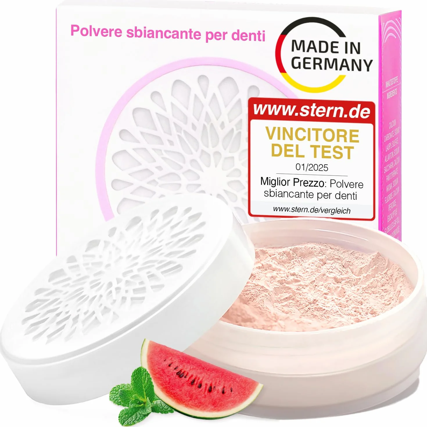 Onlysmile Polvere sbiancante per denti professionale – sicuro, indolore, effetto pulente