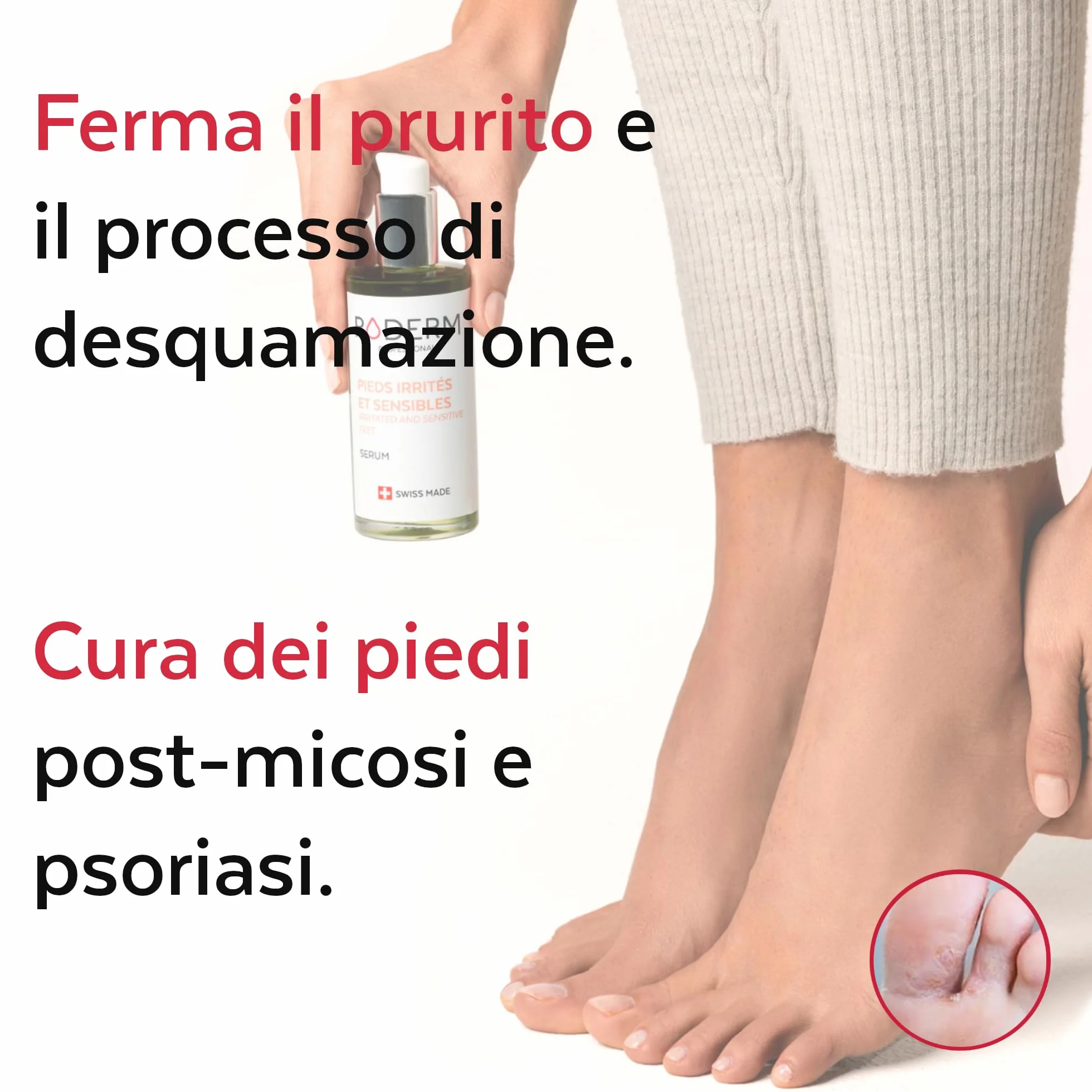 PODERM OLIO DI SIERO PIEDI TEA TREE Ripara lenisce irritazioni prurito desquamazioni Cura dei piedi Swiss Made