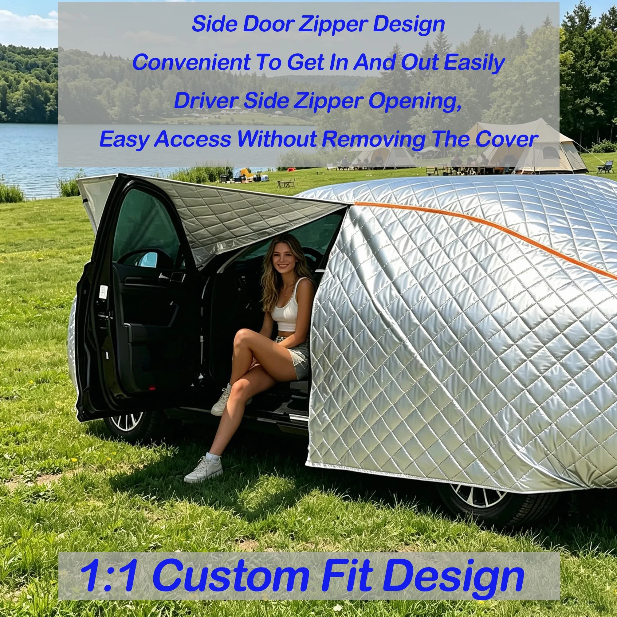 Telo Copriauto Antigrandine Imbottito per Mini Cooper Cabrio R57,Copertura Auto Antigrandine Impermeabile E Resistente Anti UV Antipolvere Vento,con Strisce Riflettenti