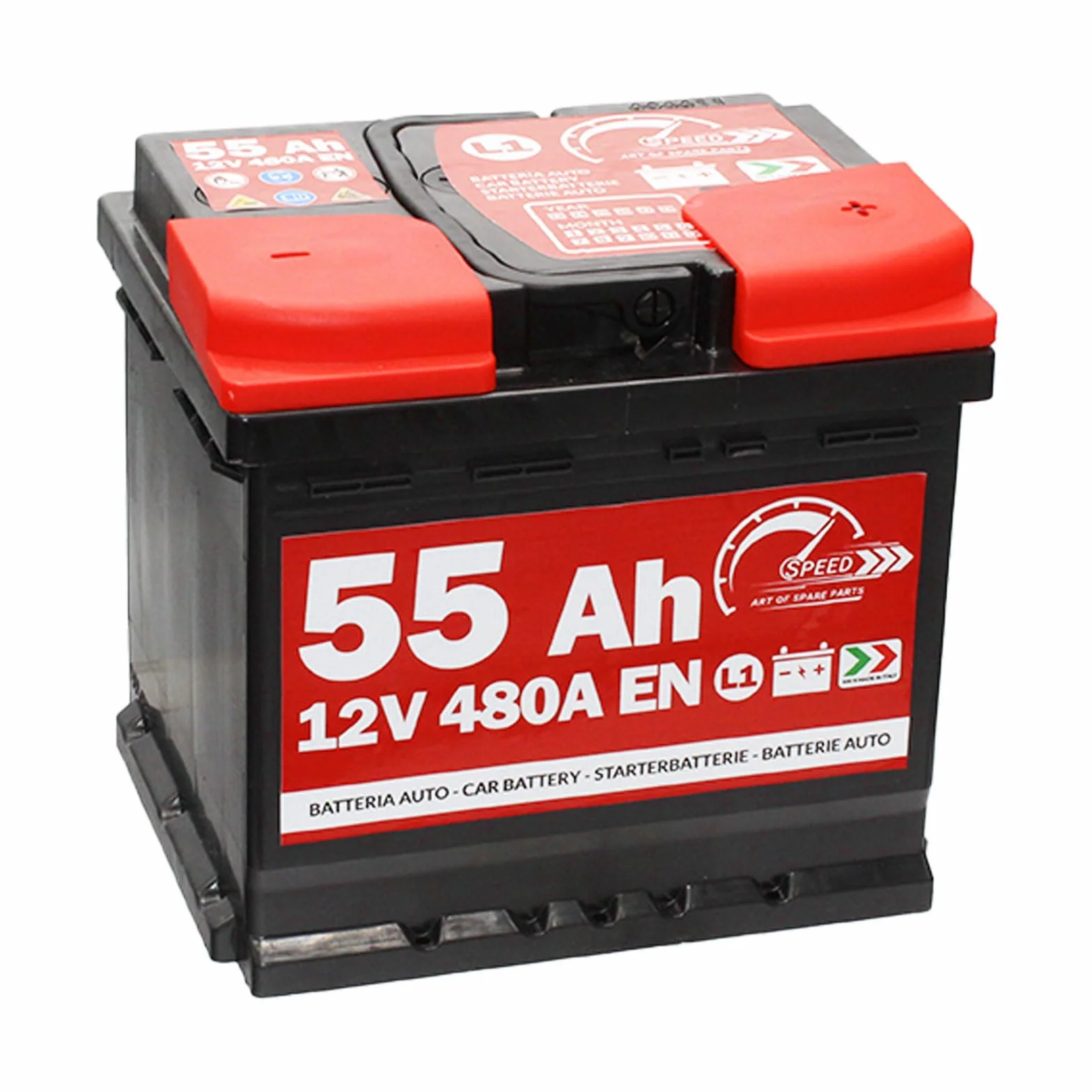 BATTERIA AUTO ORIGINALE SPEED BY SMC CODICE 7903430 L155 12V 55AH 480A EN CON POLO POSITIVO A DESTRA