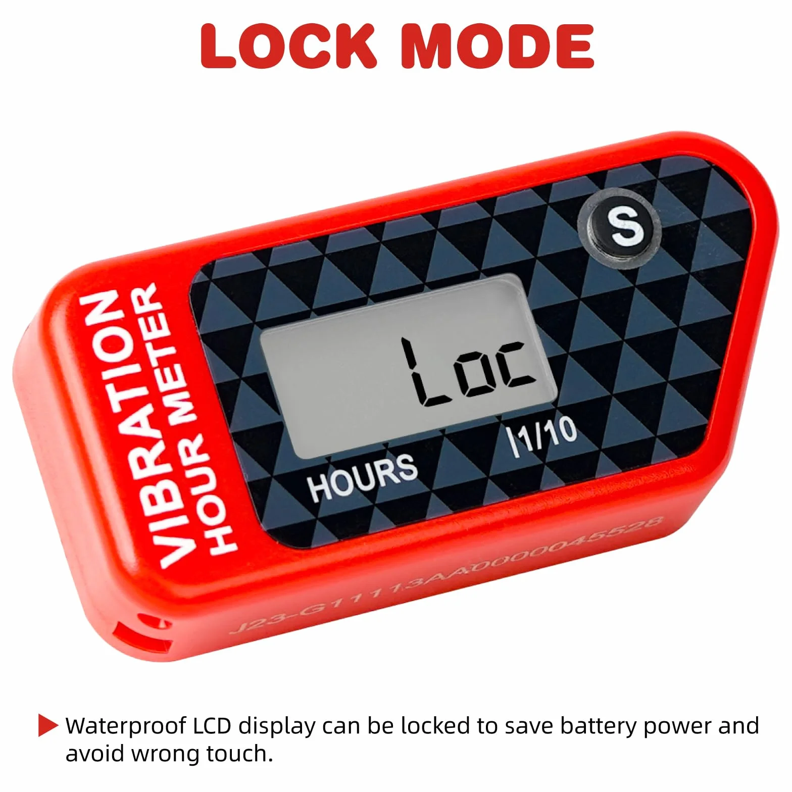 Senza fili Misuratore di ore Azzerabile Digitale Timer manutenzione Impermeabile per Tosaerba Motosega Moto (red)