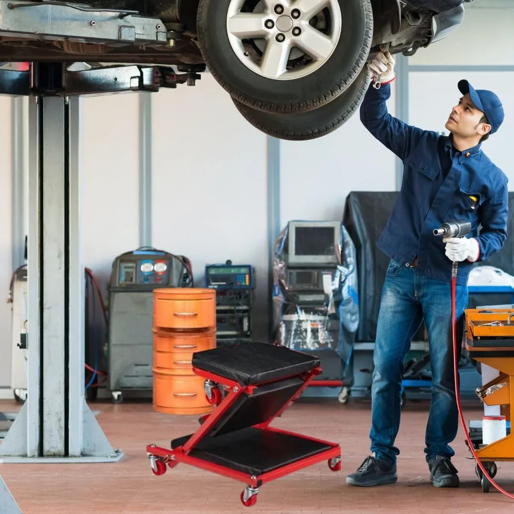 A.M.C. Carrello Sotto Auto 2 in 1 Sgabello da Officina Max 150 kg