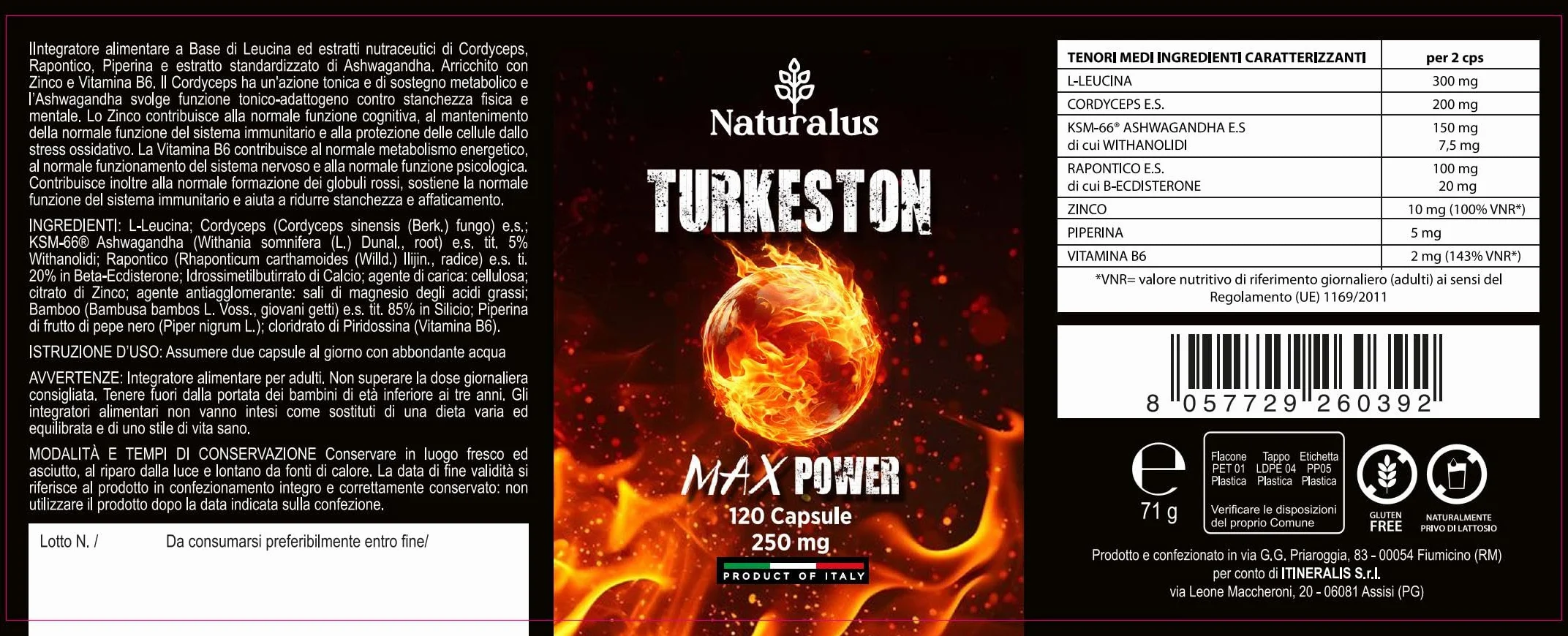 Turkesterone Bodybuilding 120 Capsule Testorush Massa Prestazione Uomo - CORDYCEPS ASHWAGANDHA B-ECDISTERONE mk 677 tongkat ali