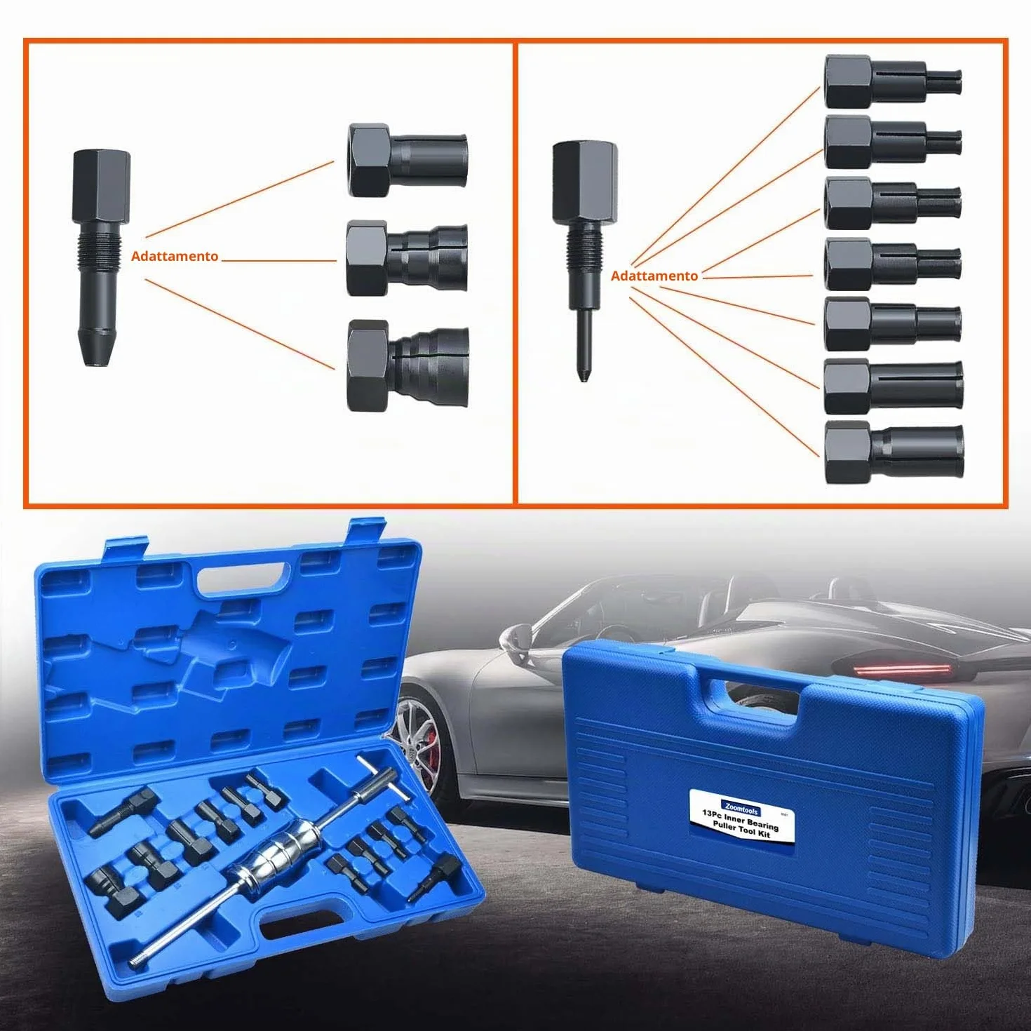 Kit di estrattori per cuscinetti interni per fori ciechi 8-32 mm con martello scorrevole e pinze espandibili 13 pezzi