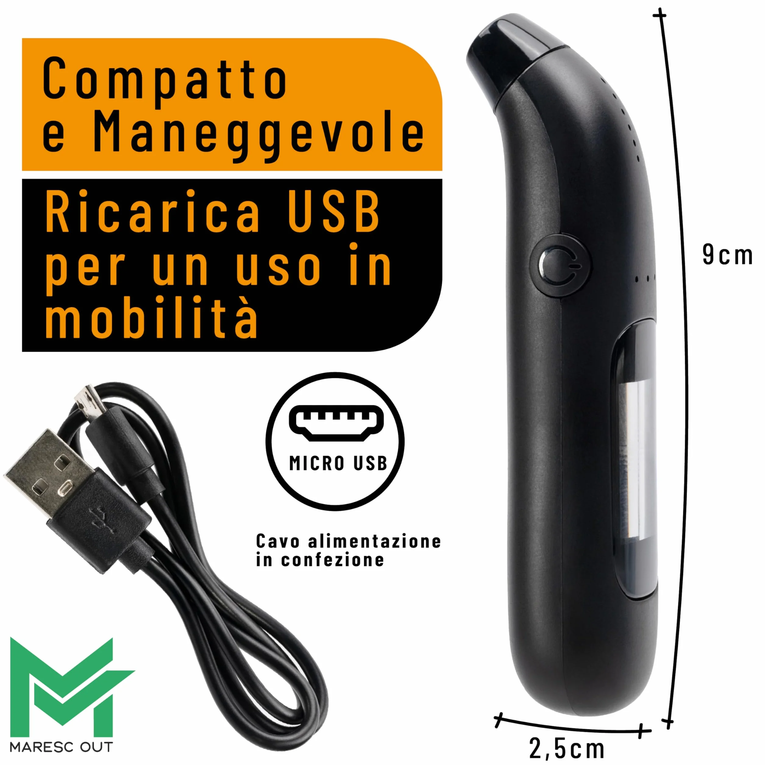 Etilometro Digitale Portatile Display LCD Alcol Test Misurazione Precisa Compatto Senza Boccagli