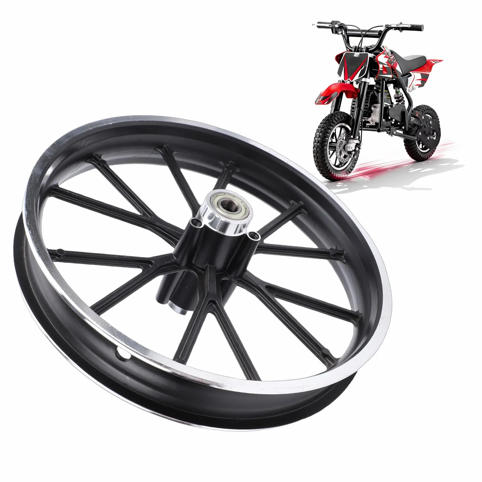 Cerchio in Lega di Alluminio 2.50-10 per Mini Bici Elettrica Pocket Bike Dirt Bike Ruota Posteriore 10 Pollici