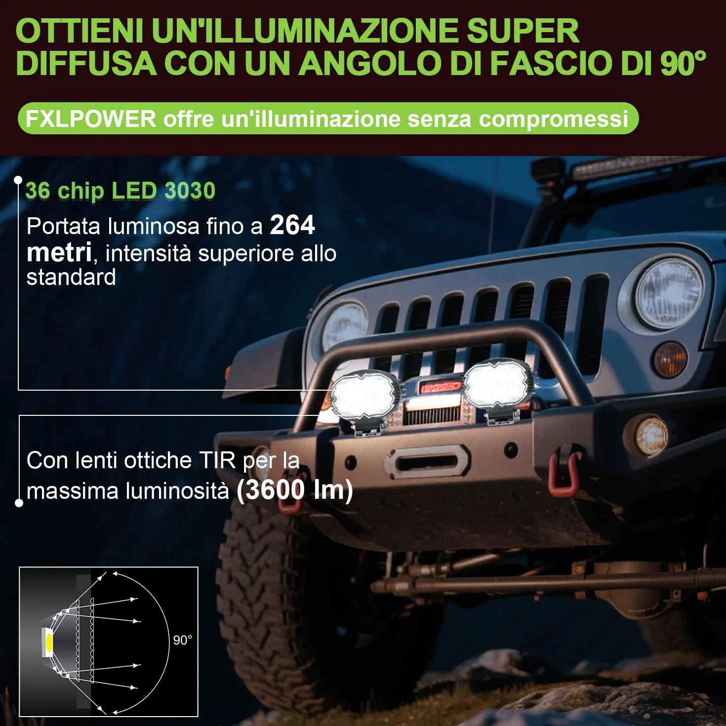 Faro di Inondazione da Lavoro LED IP68 Fuoristrada a Fascio Largo 2PCS per Camion