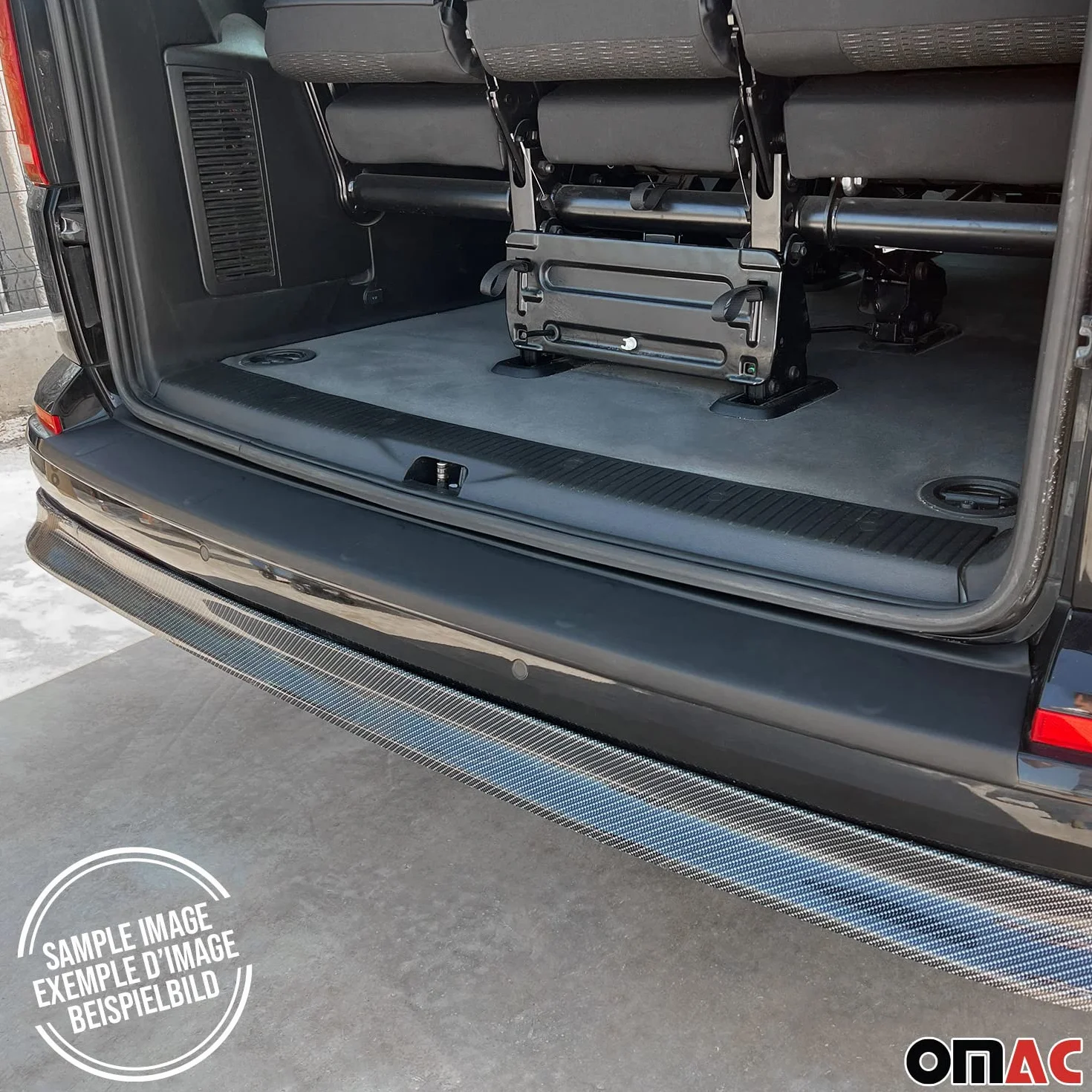 OMAC Protezione Soglia Baule Paraurti compatibile VW T7 Transporter 2023-2026 ABS Nero Opaco