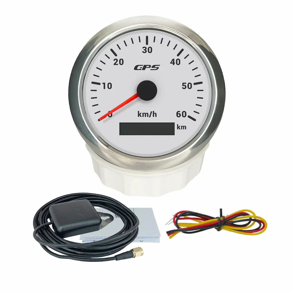 ELING 85 mm GPS Tachimetro 0–60 km/h con antenna GPS con retroilluminazione a 7 colori per trattori, navi, yacht