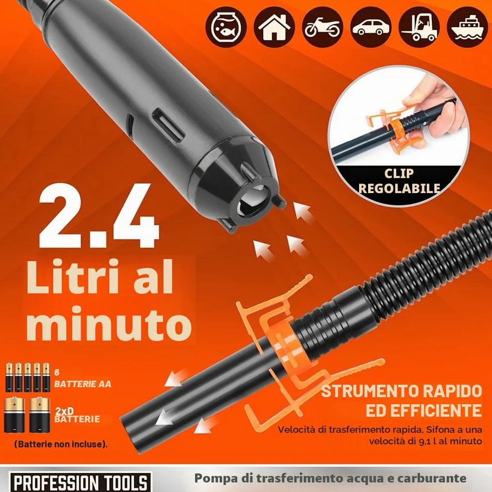 Pompa elettrica per trasferimento carburante portatile a batteria