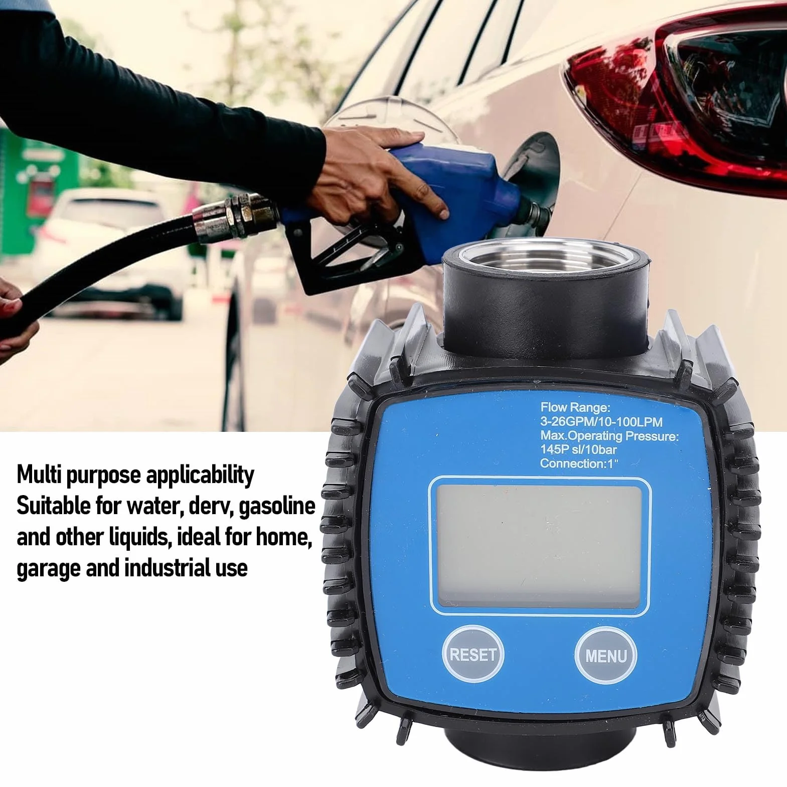 KIMISS Contalitri Digitale da 32 Mm per Acqua, Gasolio, Benzina - 120 L/min, 20 Bar, Ideale per Uso Domestico e Industriale
