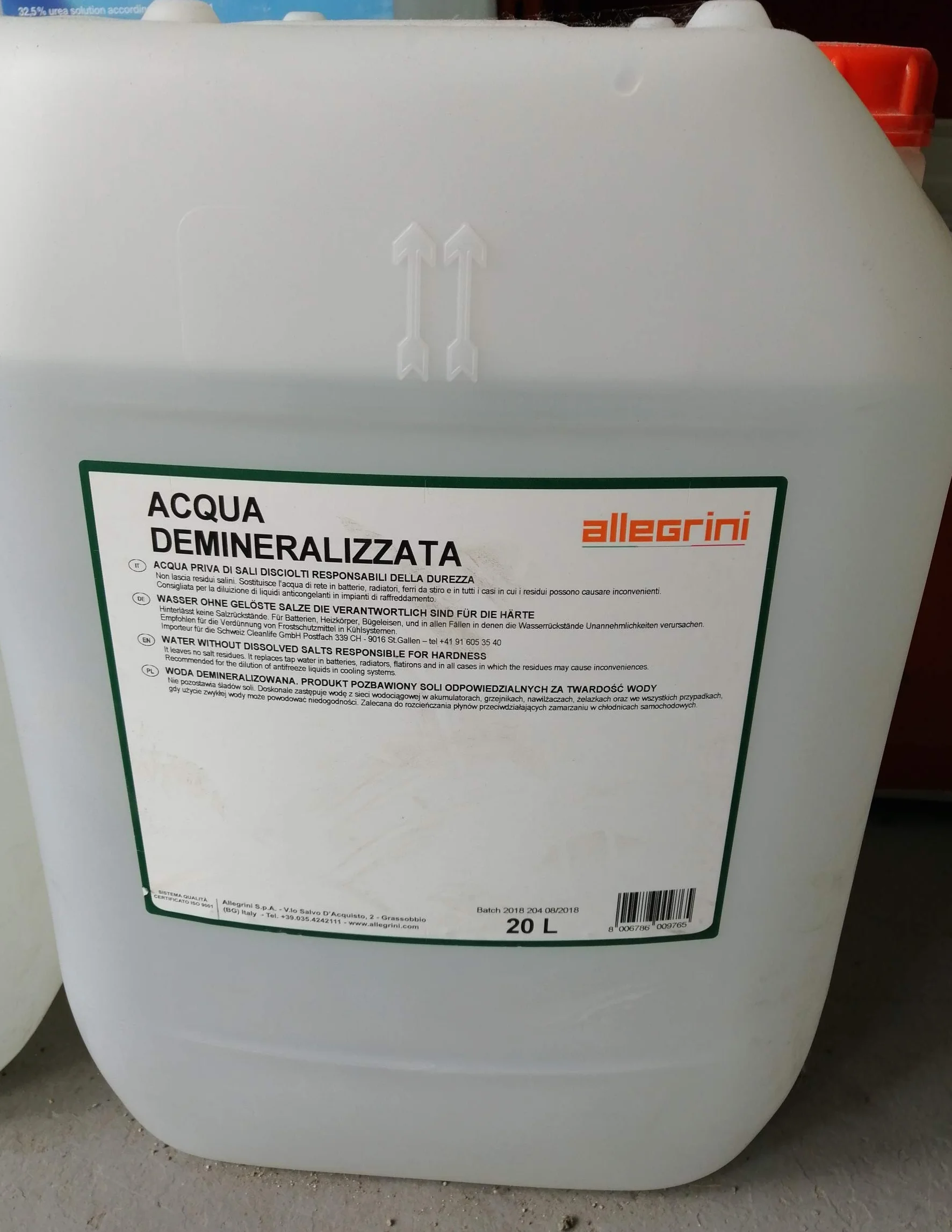 Allegrini Acqua Distillata Demineralizzata 20 L