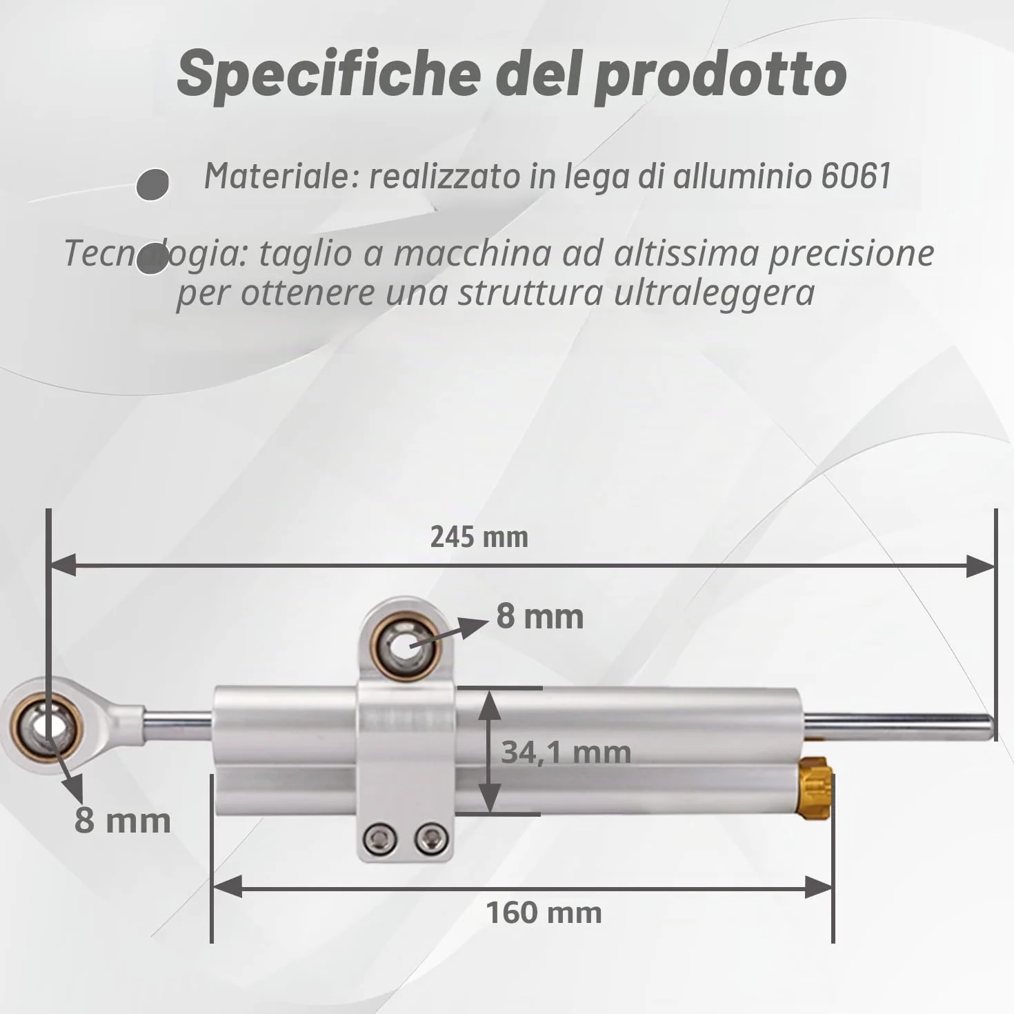 Ammortizzatore Sterzo Moto Universale Regolabile Alluminio CNC per MT07 GSXR750 K4 ZX6R TL1000R