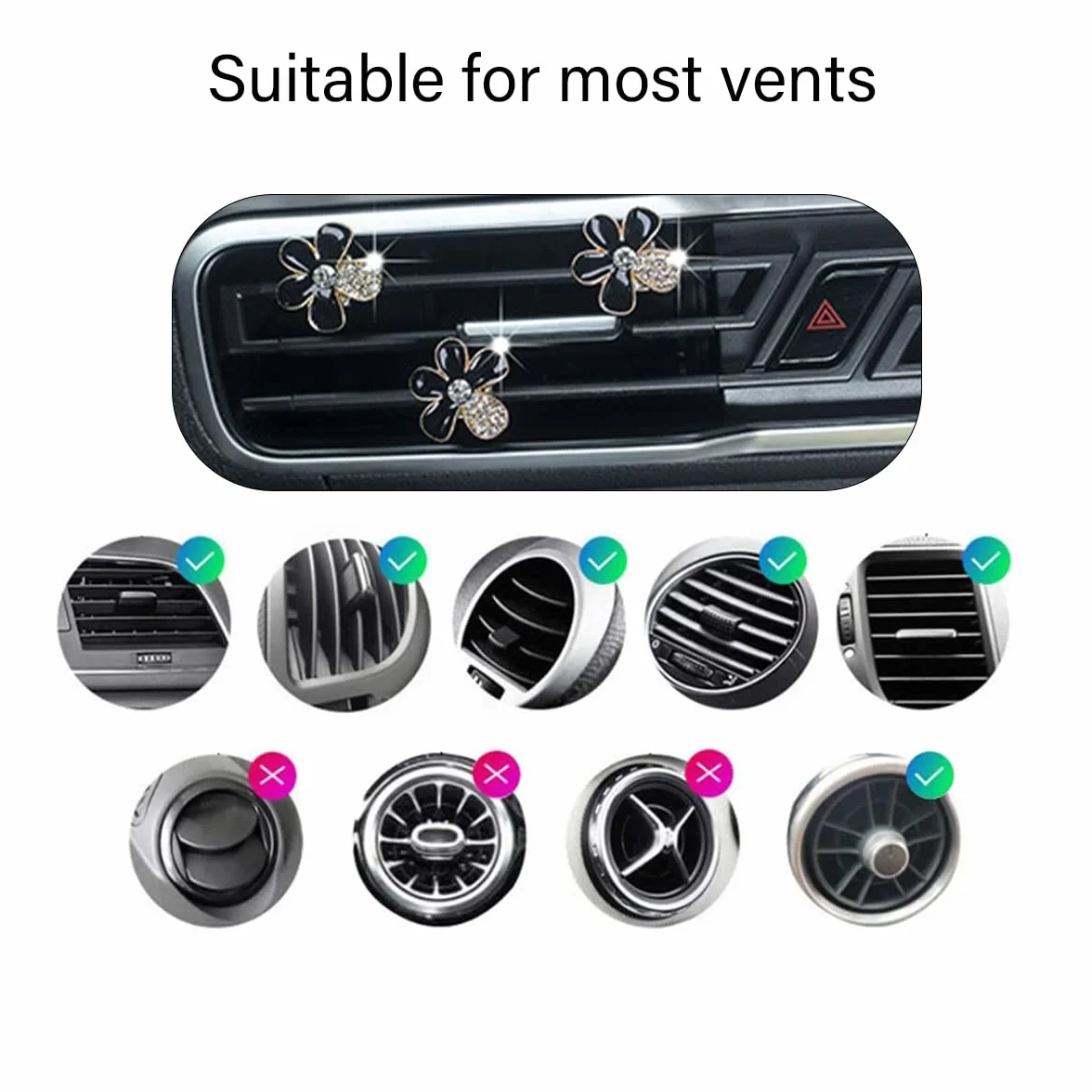 Clip Con Fiore Di Margherita per Presa D'aria Condizionata Auto, Diffusore Profumo Auto a Forma Di Fiore, Accessori Decorazione Interni Nero