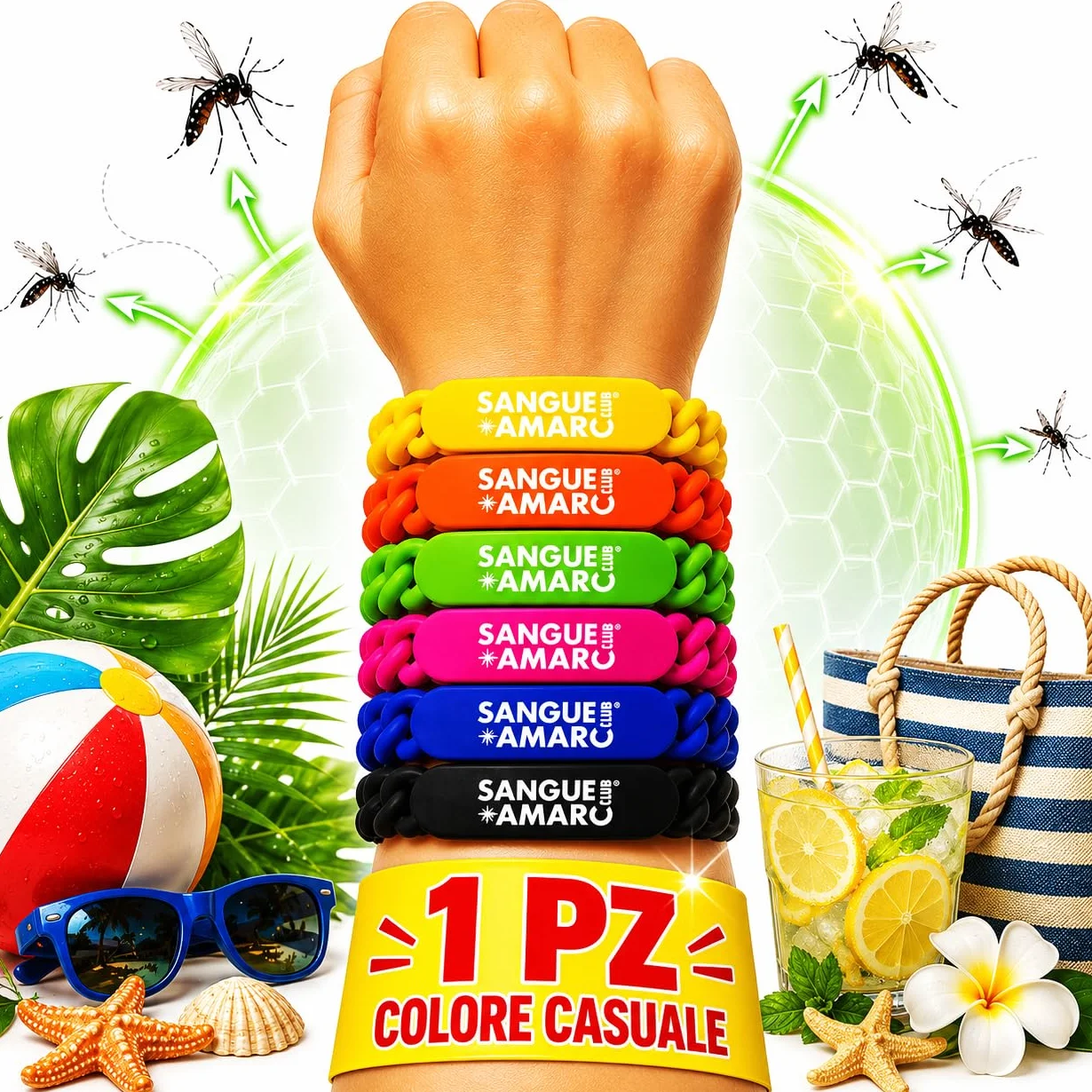 Albagarden Braccialetto Antizanzare alla Citronella Silicone Profumato con Olio Essenziale Naturale