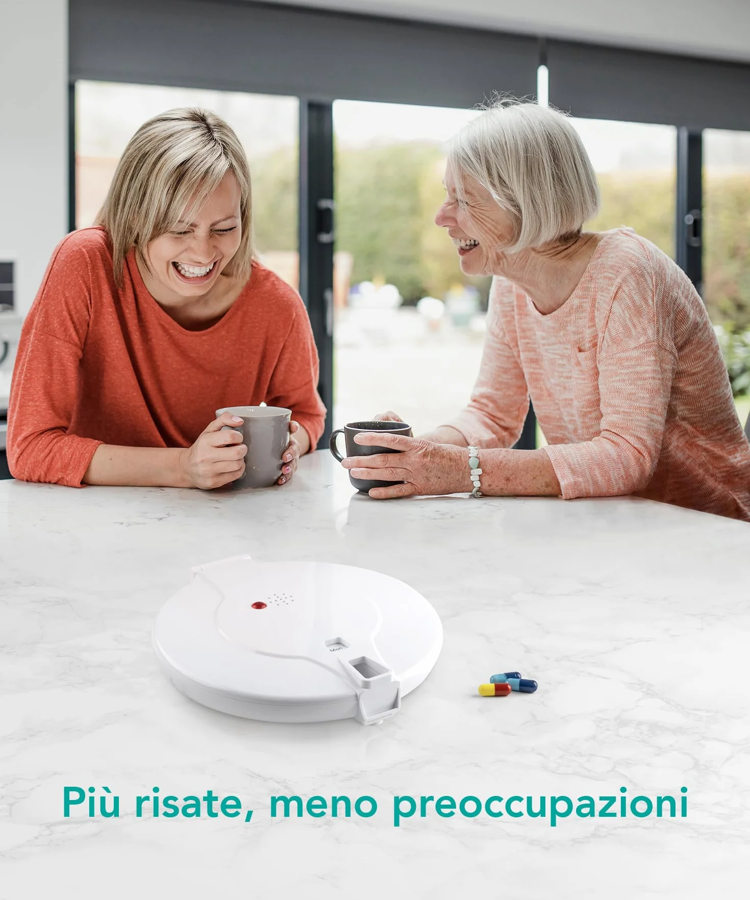 TabTime distributore di pillole automatico 6 timer al giorno coperchio trasparente bloccabile per anziani Alzheimer demenza senile