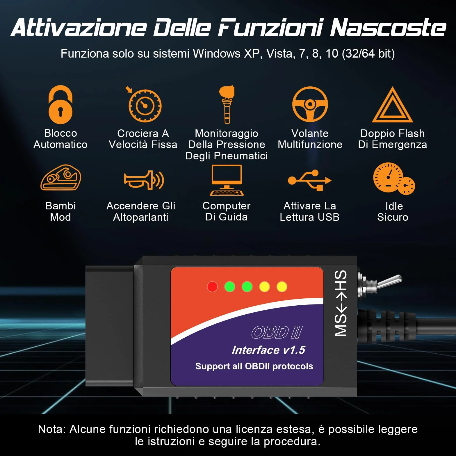 FORScan OBD2 Scanner OBDII Diagnostico per Windows, Strumento Codificazione con Interruttore MS-Can/HS-Can per Ford Lincoln Mazda Mercury