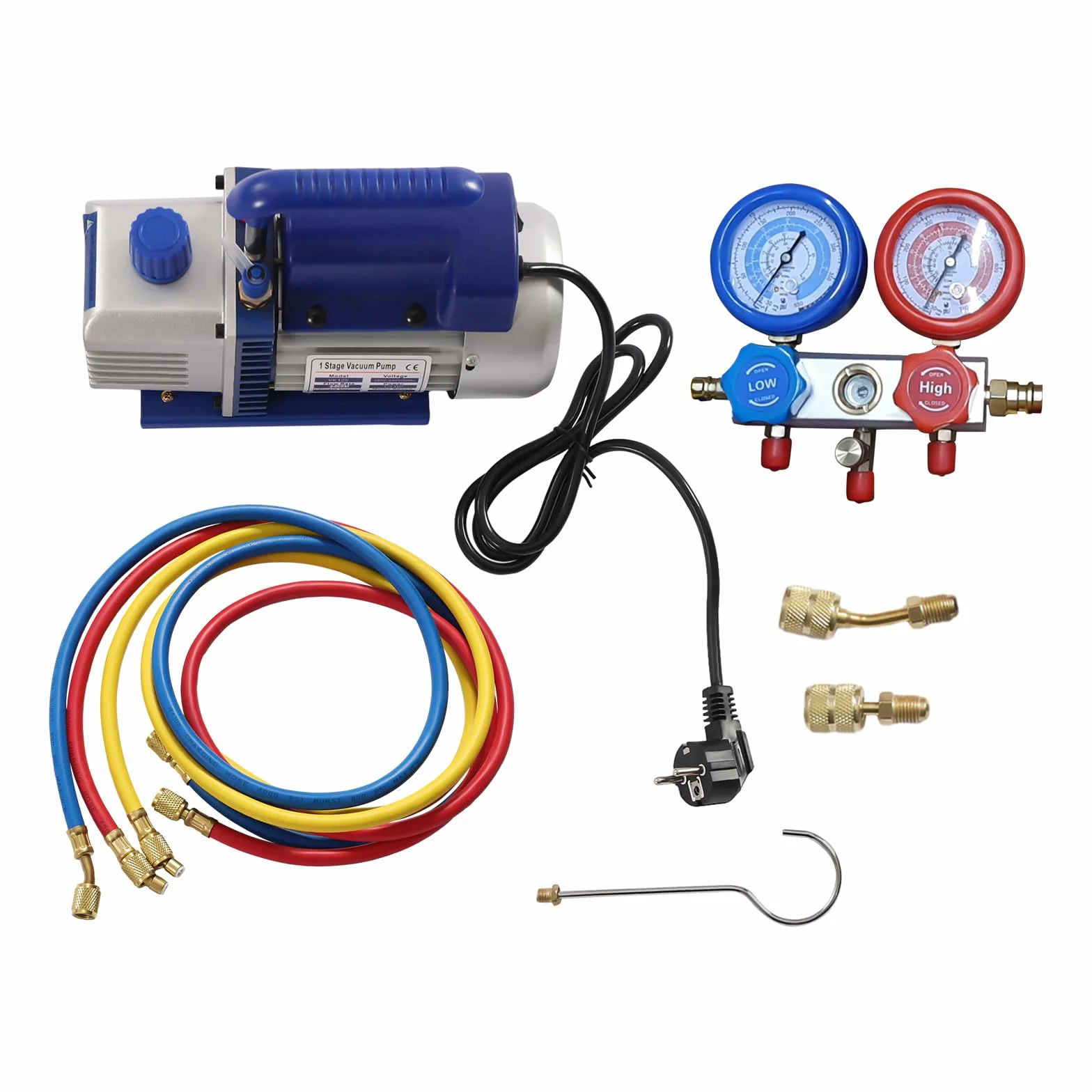 Pompa Vuoto Aria Condizionata 2.5CFM 1/4HP 60L/min 220V con Manometro Collettore per R134A R410A R32