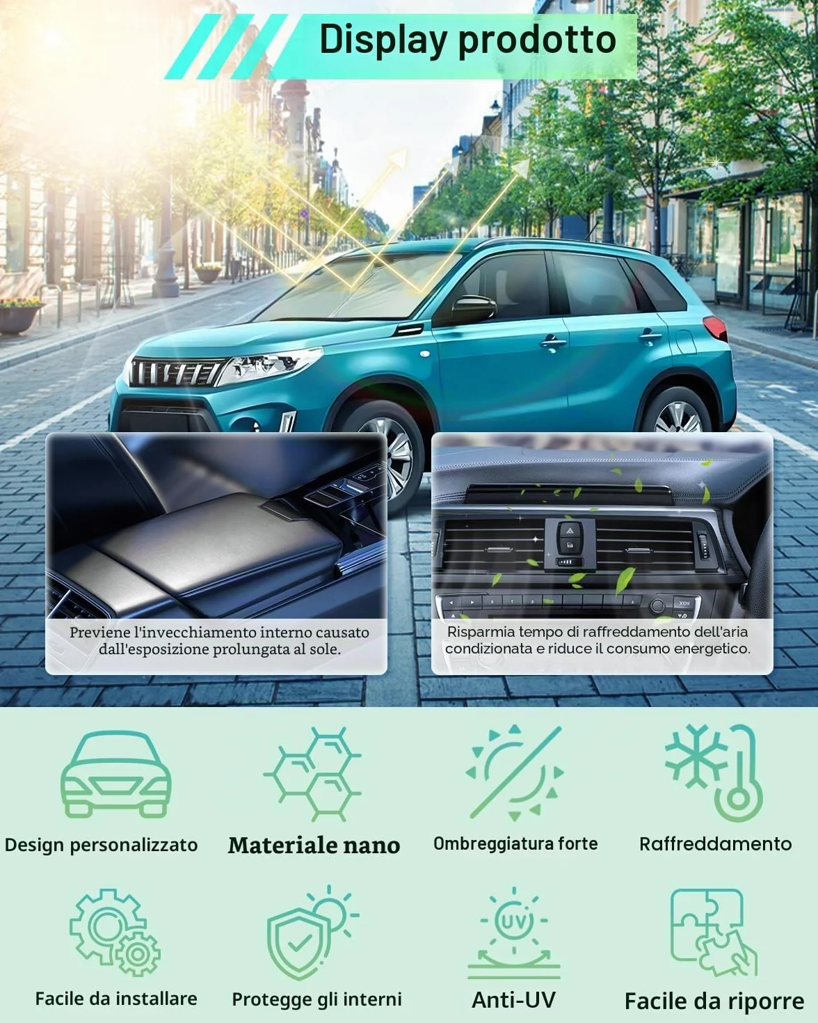 [Upgrade] GAFAT Suzuki Vitara LY iV-4 Hybrid 2016-2025 2026 Parasole, Parabrezza interno, Protezione Solare, Raffreddamento, Protezione UV, Suzuki Vitara Accessori