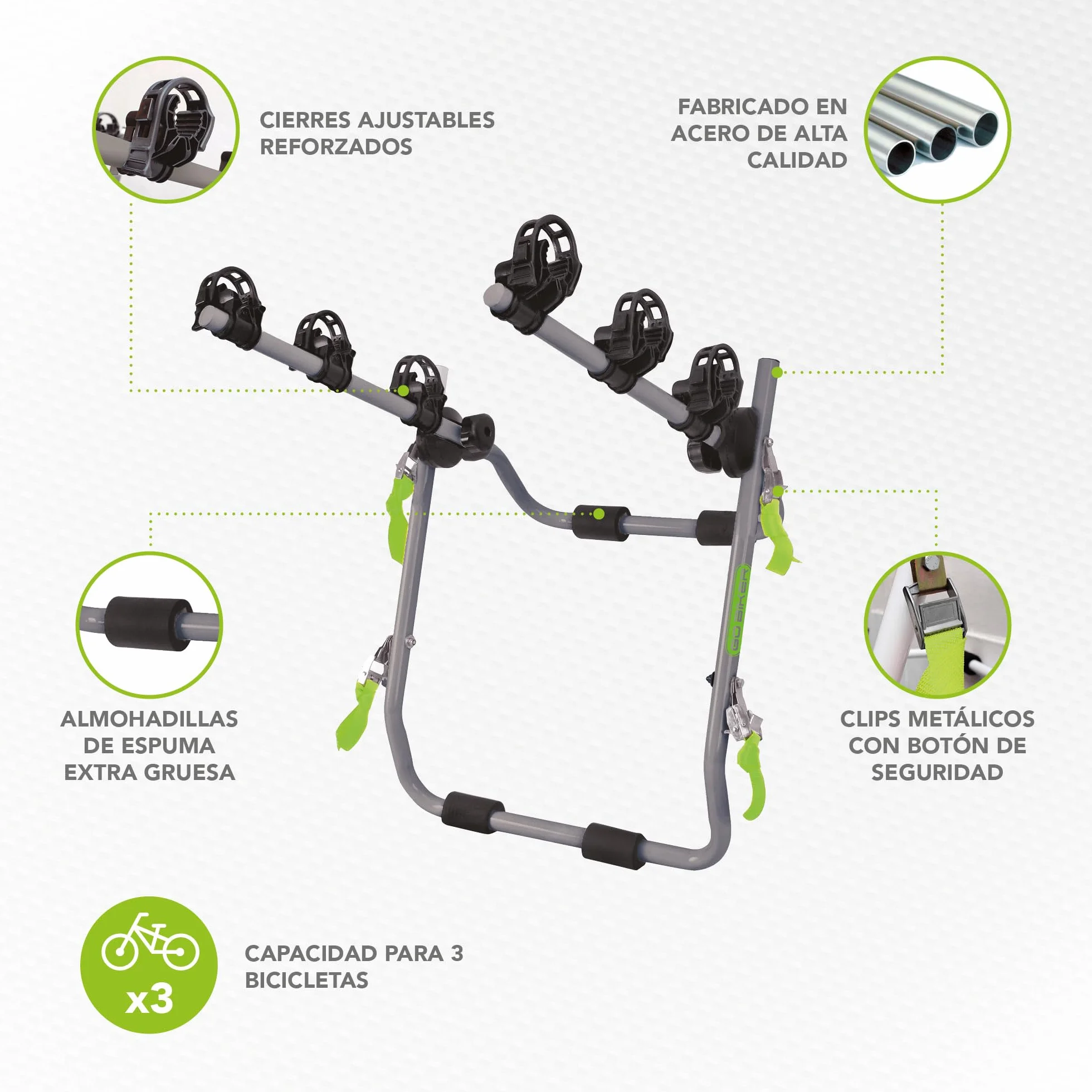 Portabici da Portellone Posteriore Easy V3 Max 3 Biciclette 15kg Telaio Acciaio Bracci Regolabili Pieghevole