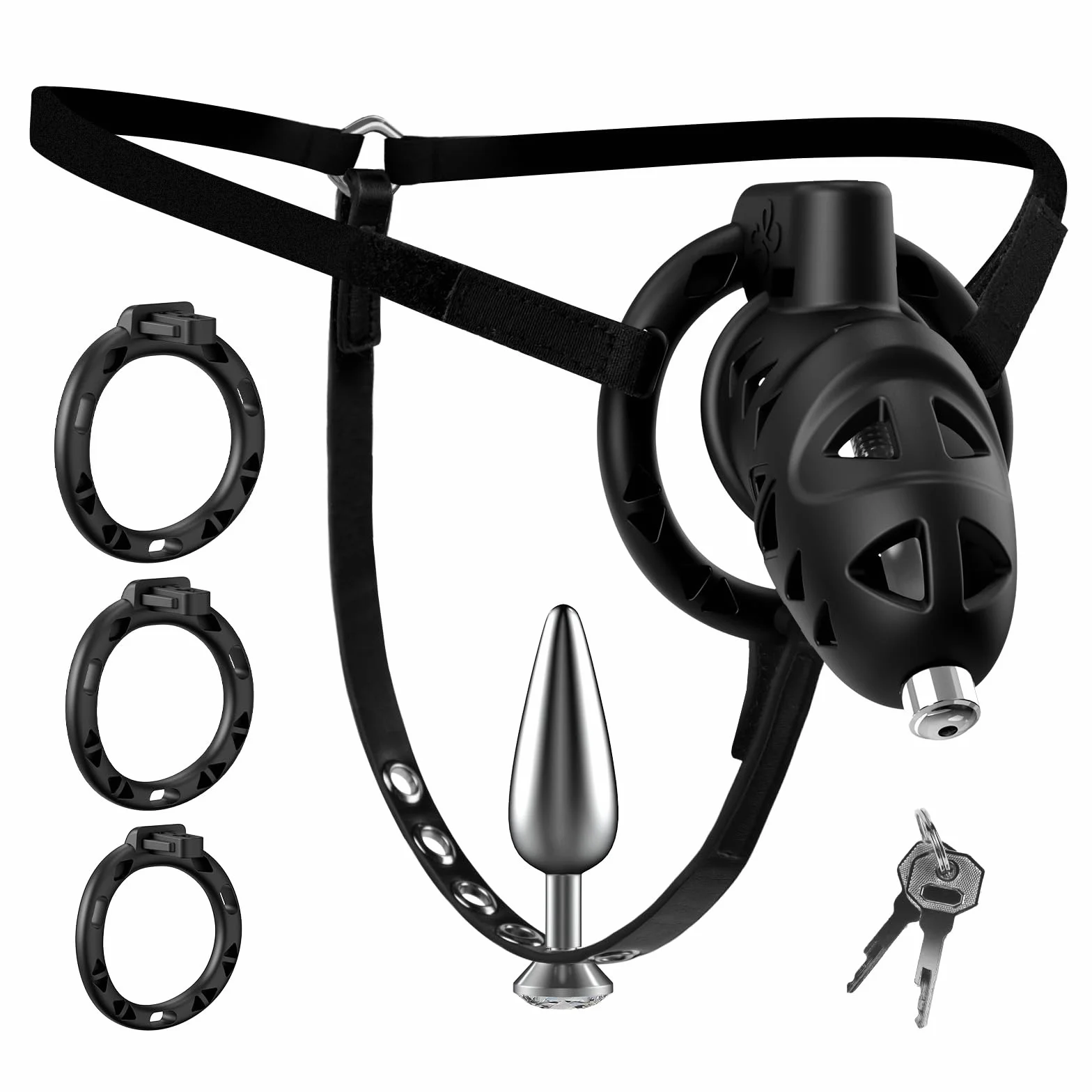 Ohi BoBi Sun BDSM Cock Cage Extreme Erotic Sex Gabbia per pene con plug anale e 3 anelli
