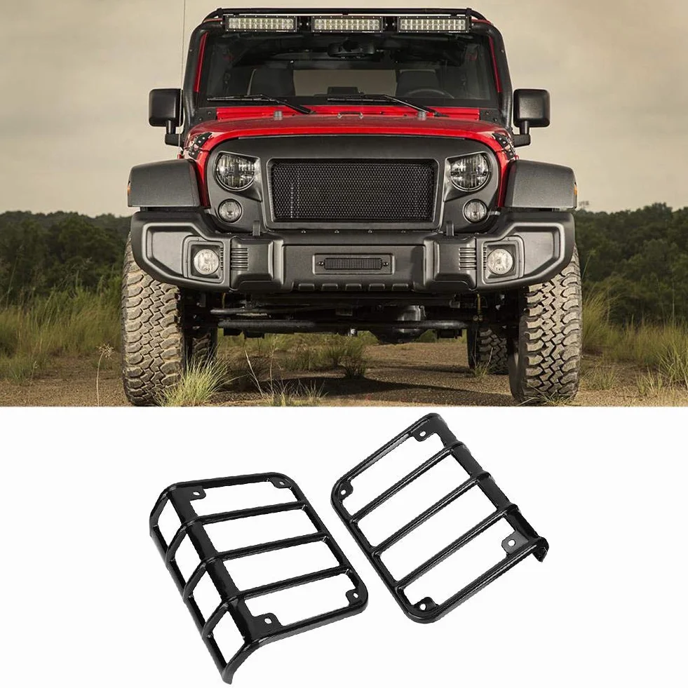Qiilu Fanali Posteriori Copertura Protezione Adatto per Wrangler JK 2007-2017 Nero
