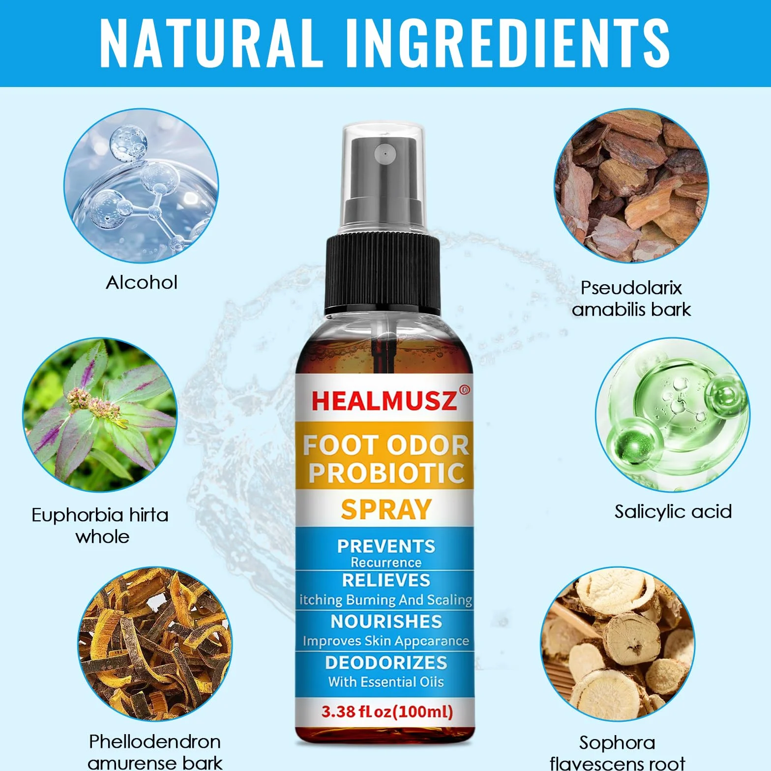Spray Deodorante Piedi Antiodore 100ML, Elimina Odori e Sudorazione