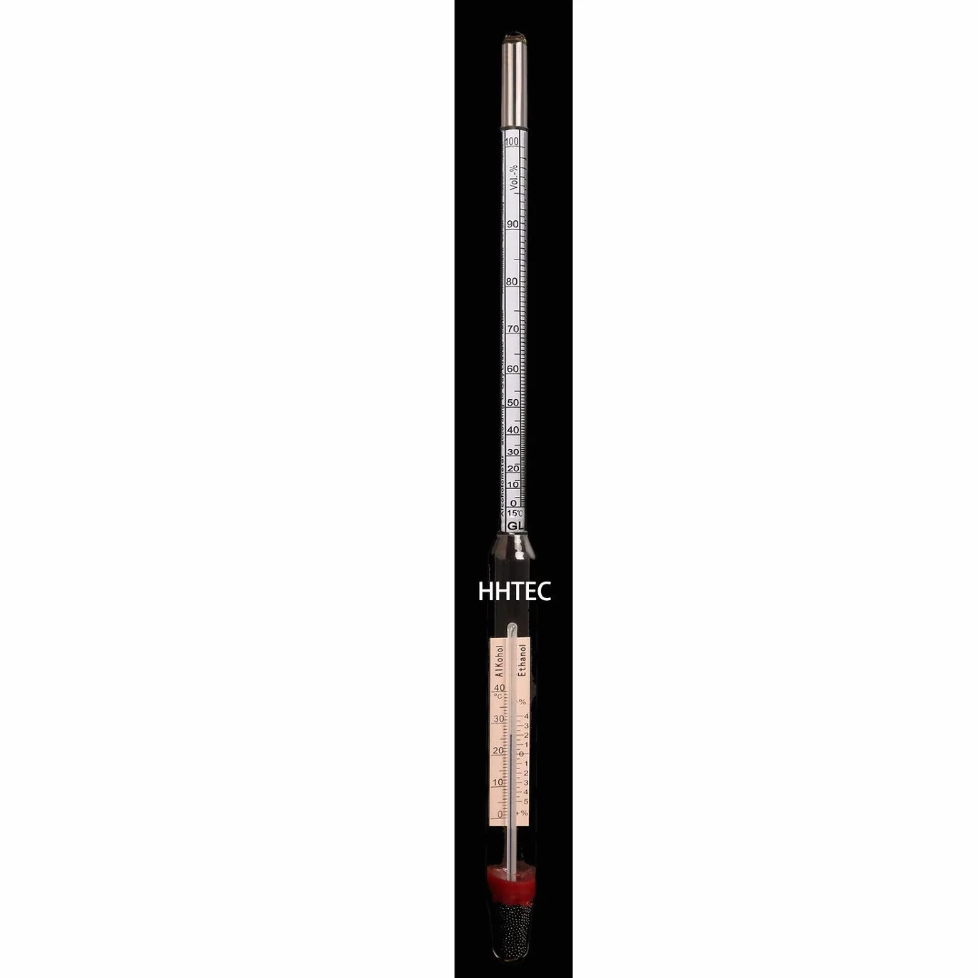 HHTEC Alcolometro 0-100% Vol con Termometro Densimetro per Distillati Misuratore Grado Alcolico